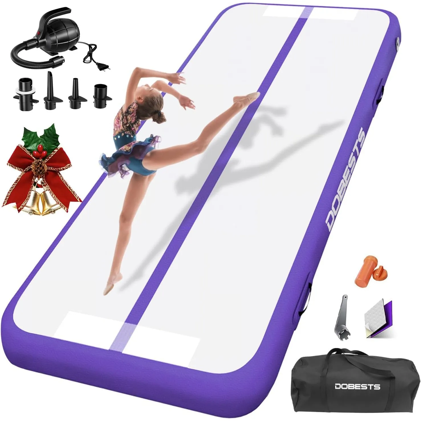 DOBESTS Airtrack Matte, 10/20cm Hoch 2/3/4/5/6m Tumbling Matte, Gymnastikmatte mit Luftpumpe, Trainingsmatte mit Traget…