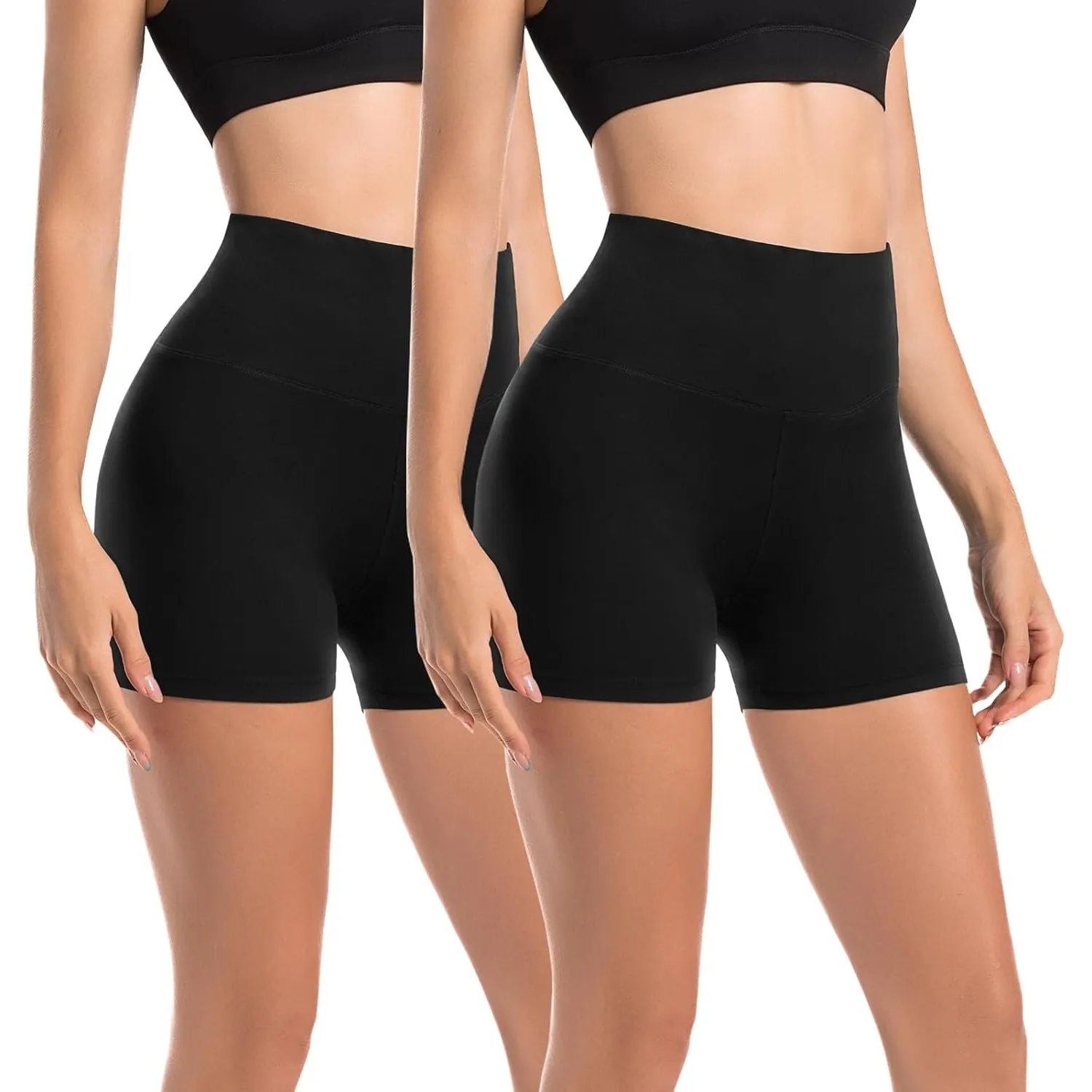 Leafigure 2er Pack Radlerhose Damen Kurz Set Hohe Taille Sporthose Shorts Blickdicht Sommer Hotpants Leggings für Gym F…