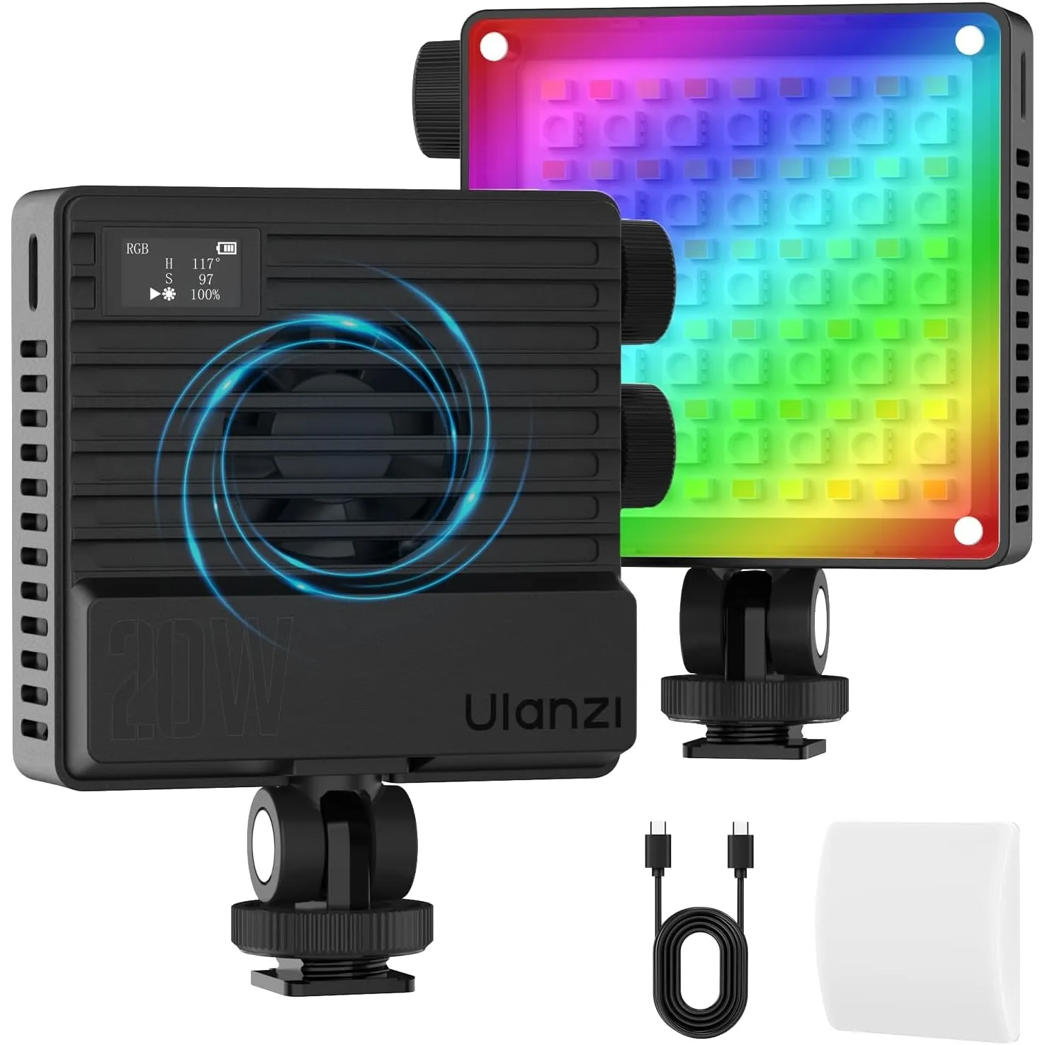 Video Licht RGB, ULANZI LE20 LED Videoleuchte mit 5000 mAh Akku, Kamera Licht Klein Dimmbare 2500K-9500K, Zurück Magnet…