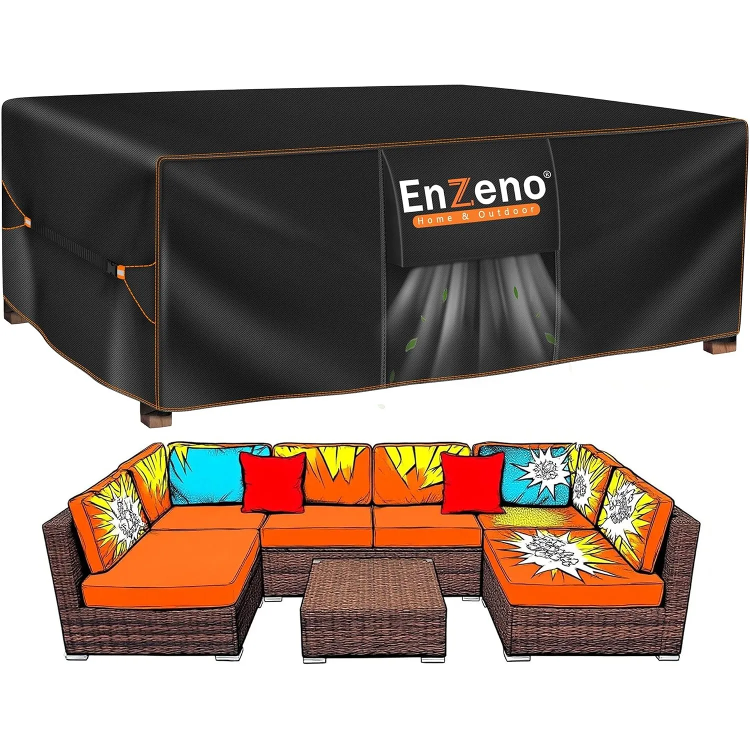Enzeno Abdeckung Gartenmöbel wasserdichte,300x150x90cm,420D Oxford Loungemöbel Abdeckung,Abdeckplane Gartenmöbel Winter…