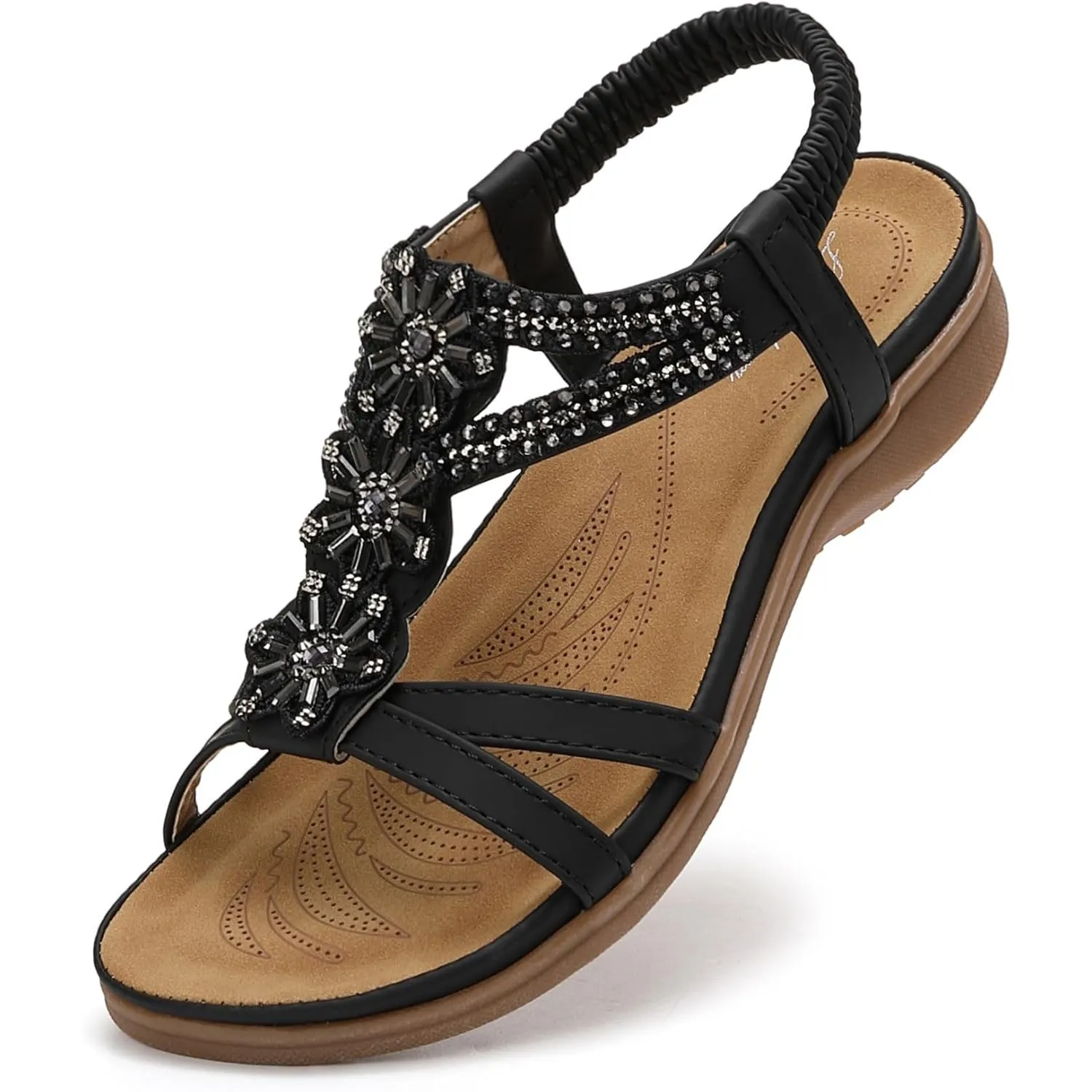 Littleplum Damen Sandalen Sommer Flach Sandalette Bohemia Strand Sandalen