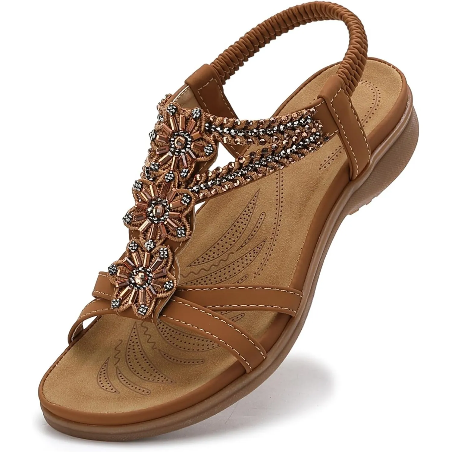 Littleplum Damen Sandalen Sommer Flach Sandalette Bohemia Strand Sandalen