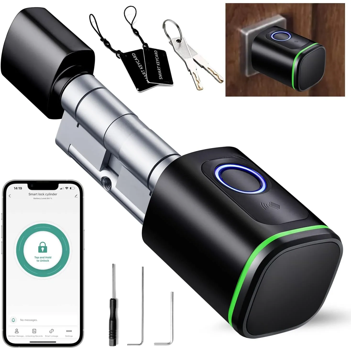 AVATTO Smart Türschloss Fingerabdruck für Türen 60mm (30/30) Türstärke