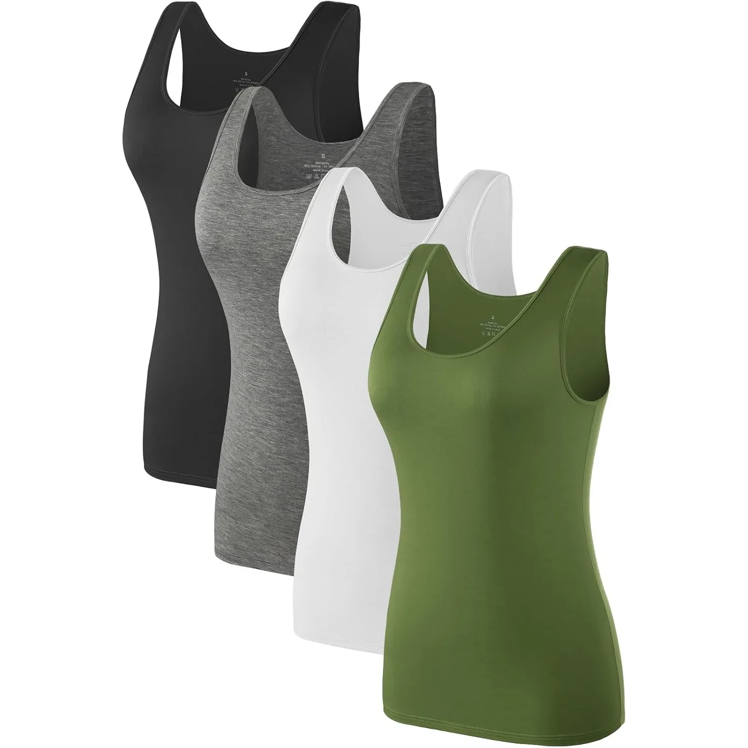 4pcs Tank Tops für Damen ärmelloses Unterhemd Schichtung Tanks