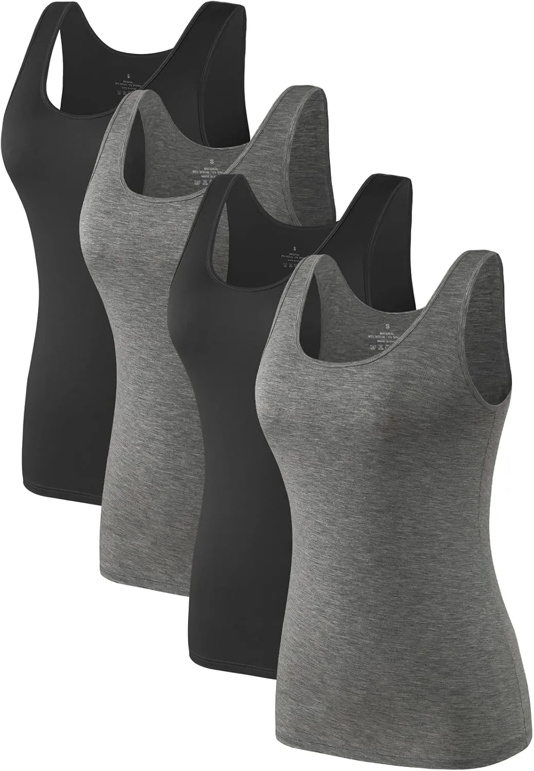 4pcs Tank Tops für Damen ärmelloses Unterhemden Schichtung Tanks