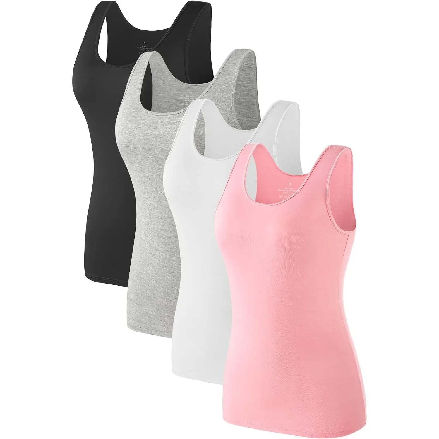 4pcs Tank Tops für Damen ärmelloses Unterhemd Schichtung Tanks