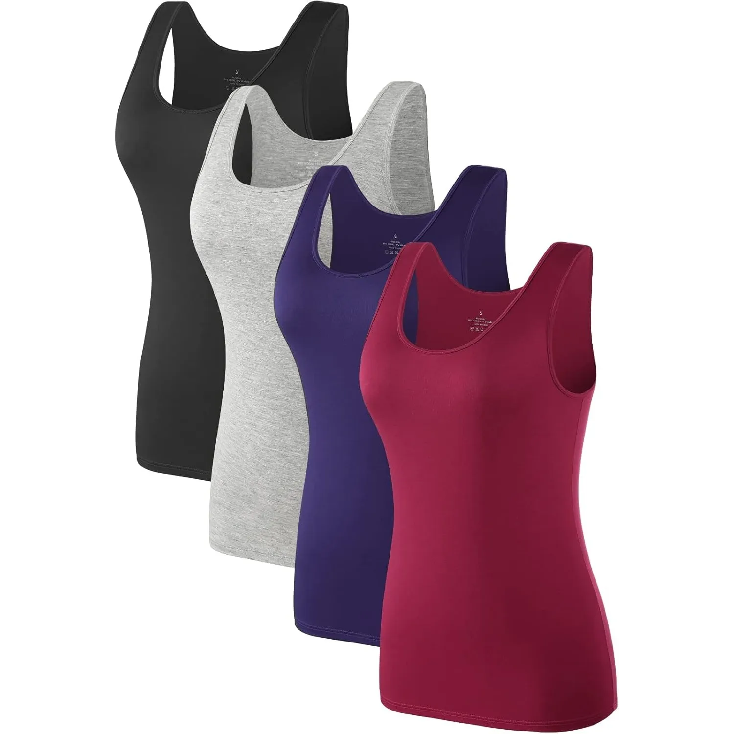 4pcs Tank Tops für Damen ärmelloses Unterhemd Schichtung Tanks