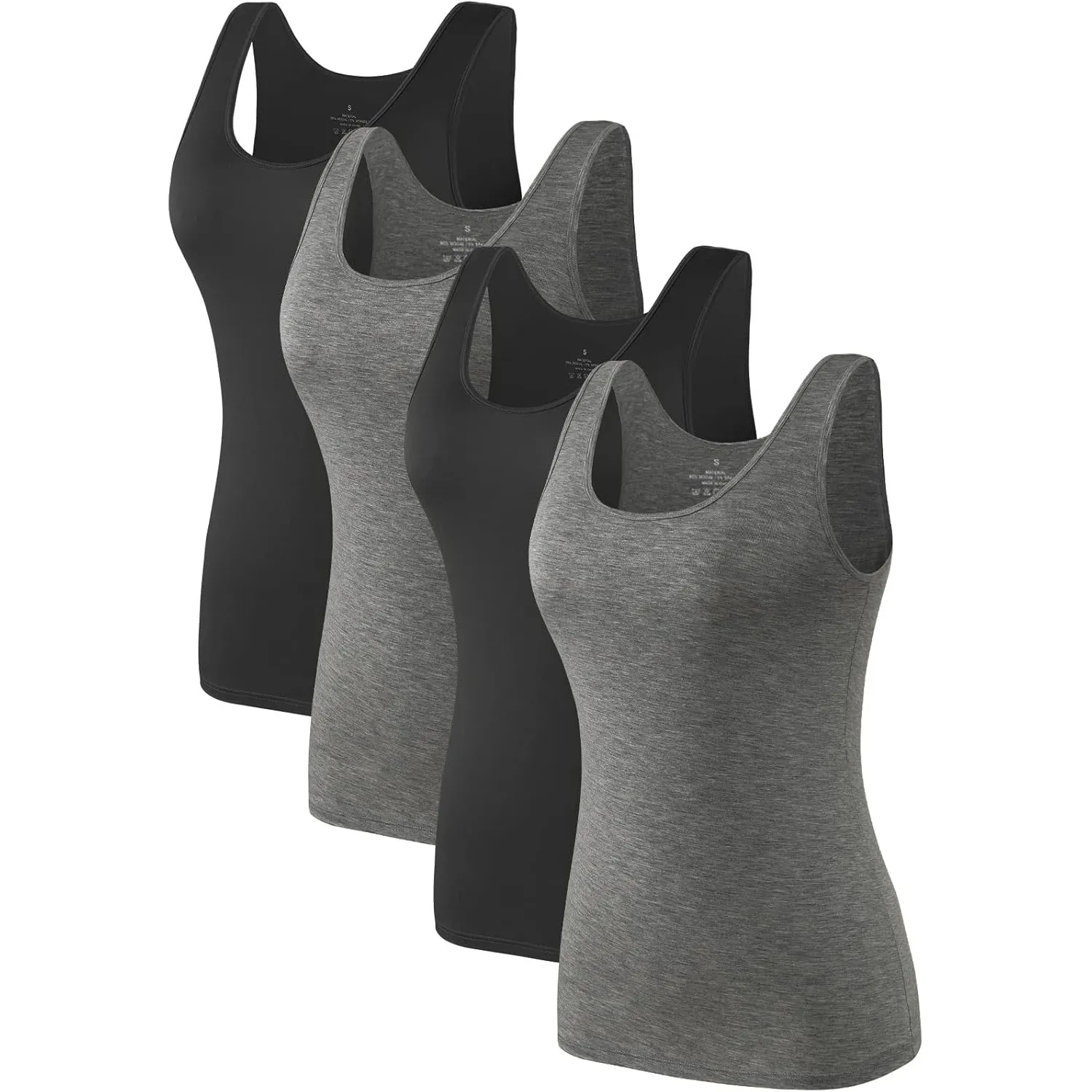 4pcs Tank Tops für Damen ärmelloses Unterhemd Schichtung Tanks