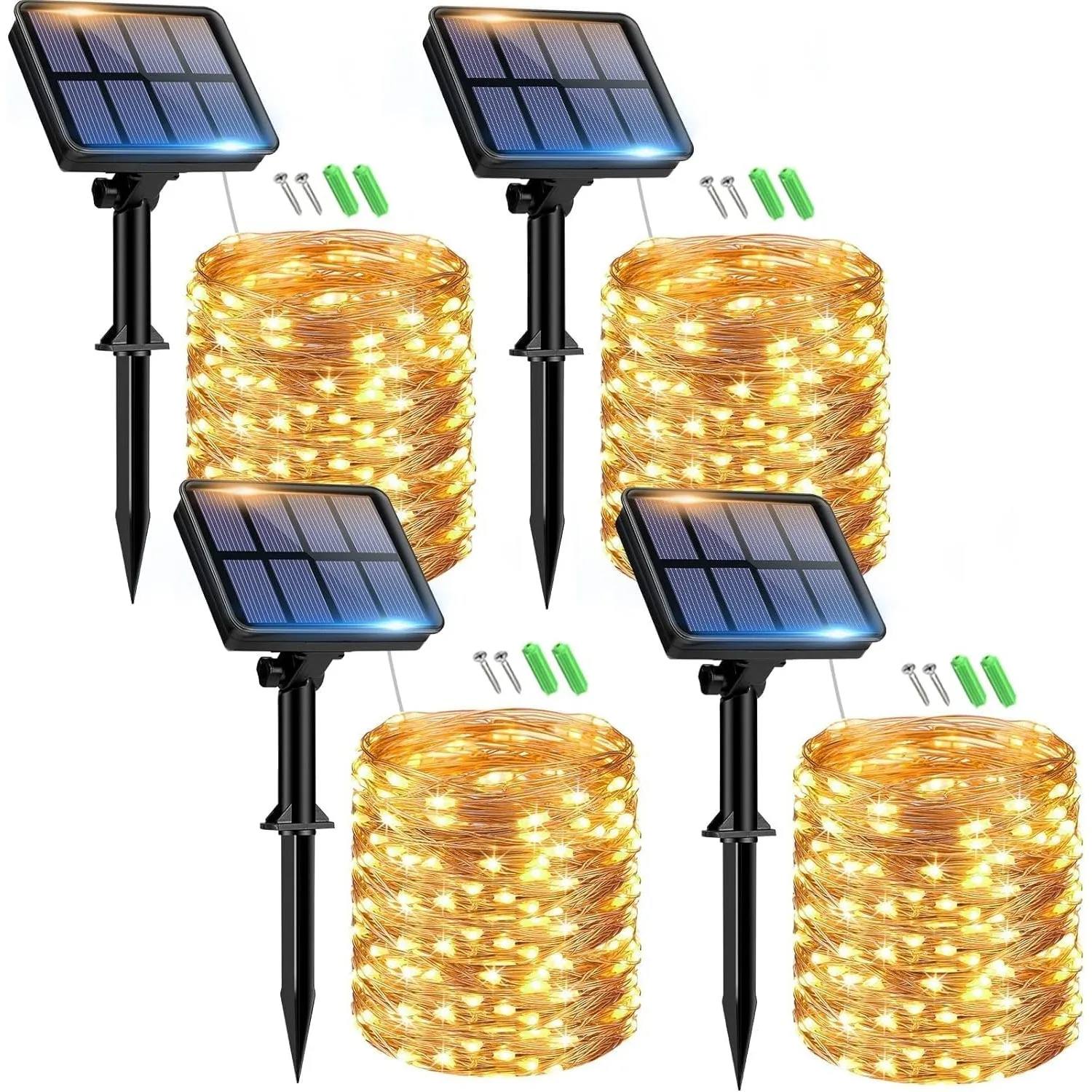 btfarm Solar Lichterkette Aussen, 4x15M 150 LED Solarlichterkette Außen Wetterfest 8 Modi IP65 Wasserdicht Kupferdraht …