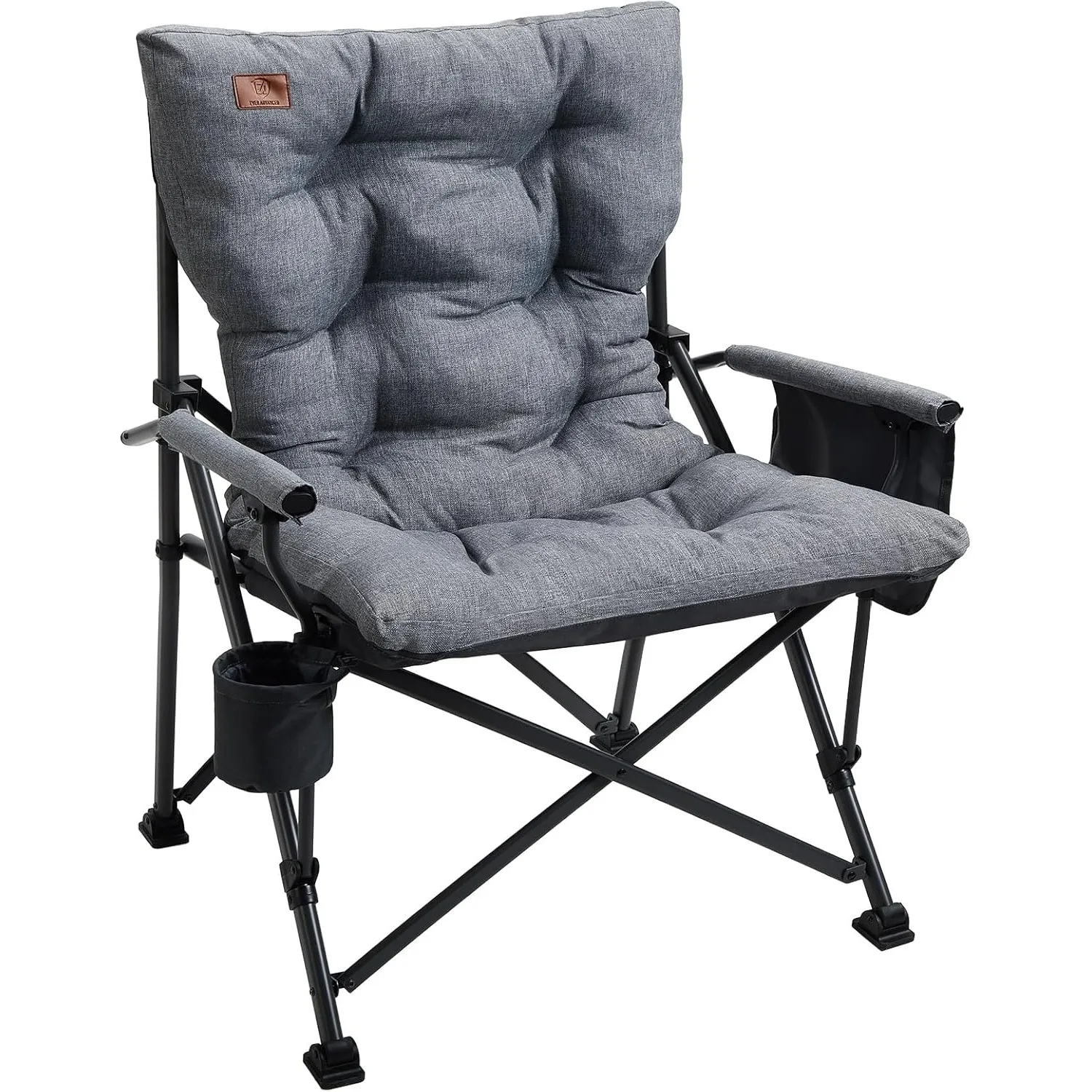 EVER ADVANCED Campingstuhl Faltbar 230KG Belastbar XL Klappstuhl 62cm Sitzbreit mit Seitentasche Getränkehalter Übergro…
