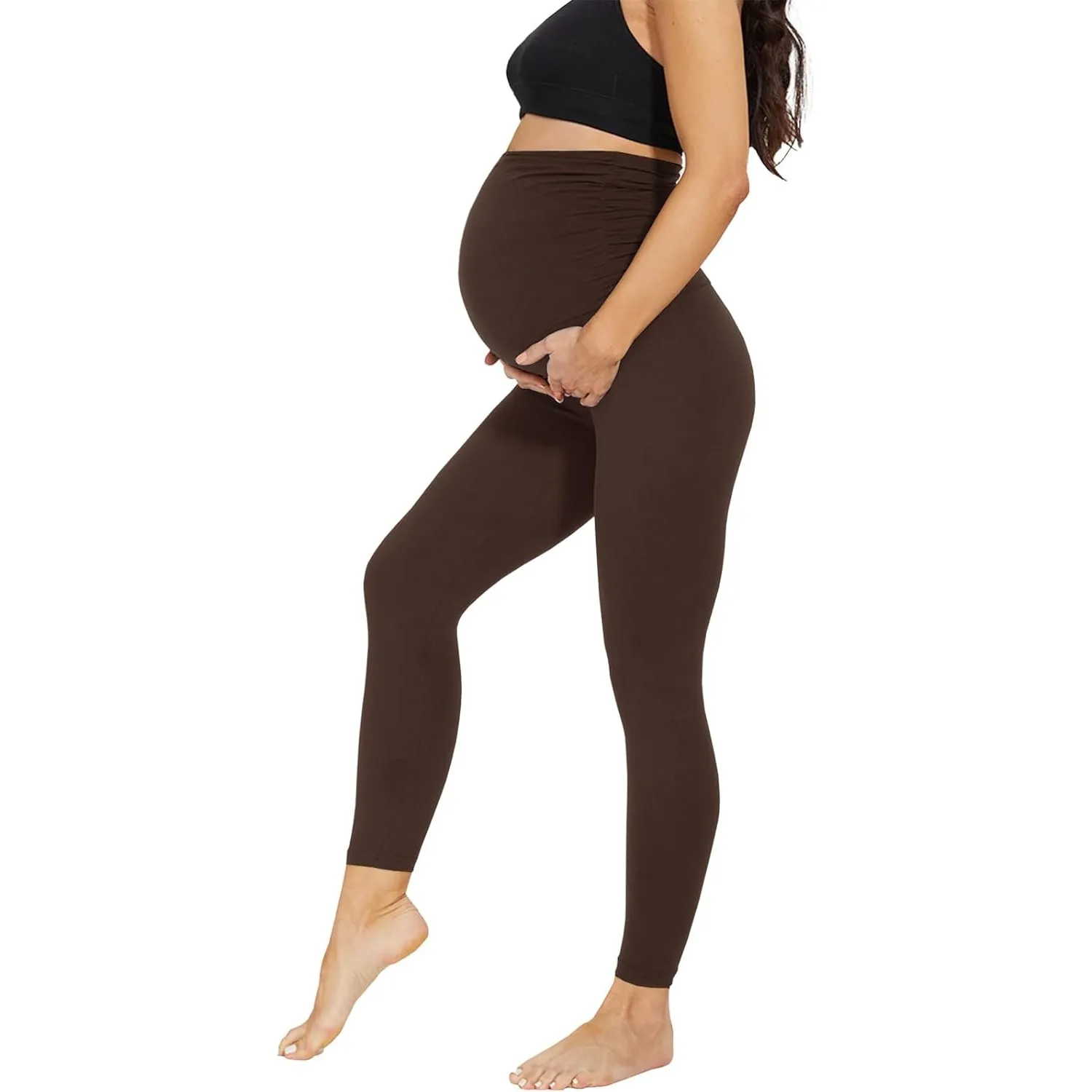 AMIYOYO Damen Umstandsleggings High Waist Schwangerschaftsleggings Blickdicht Umstandshose Freizeithose Stretch Umstand…