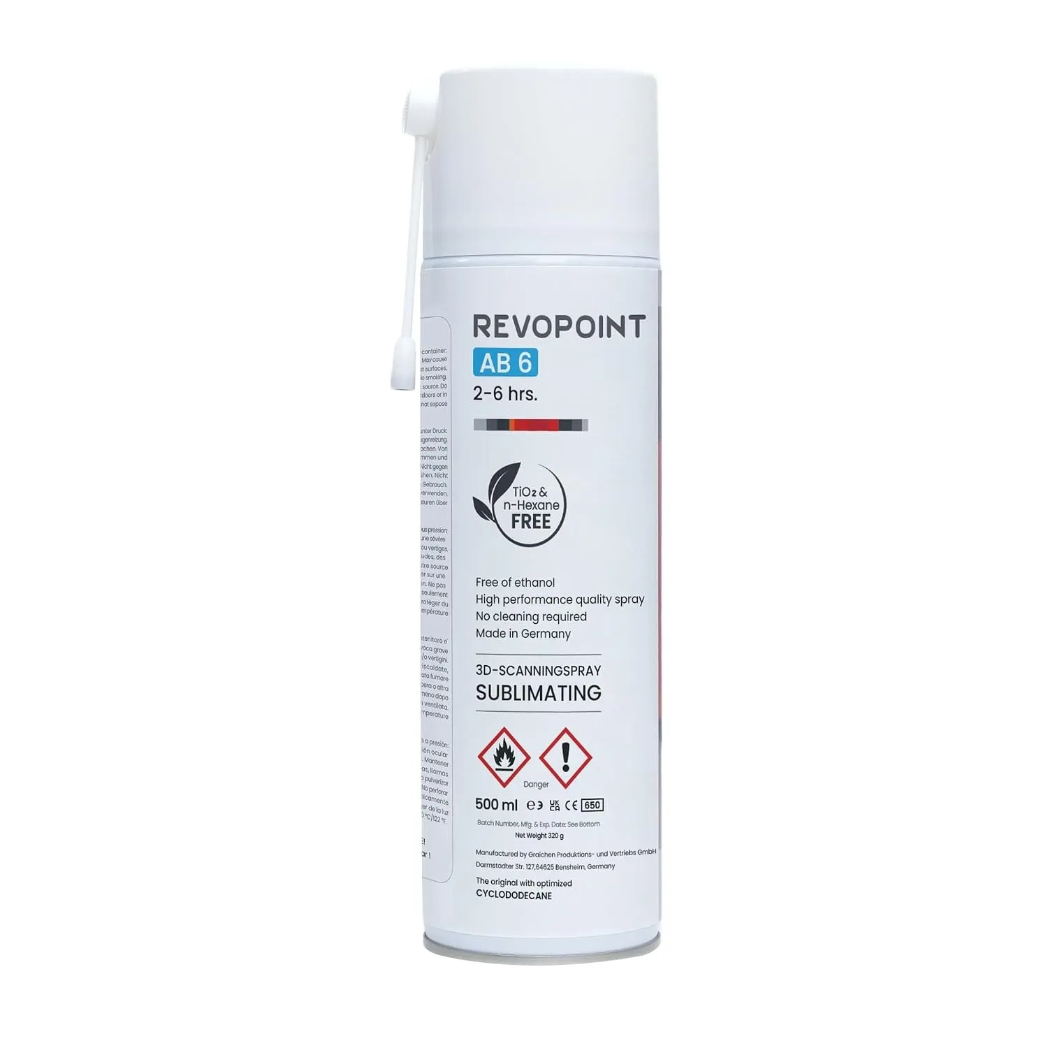 Revopoint 3D Scanning Spray AB-6 für 3D Scanning, Sublimation, 500 ml