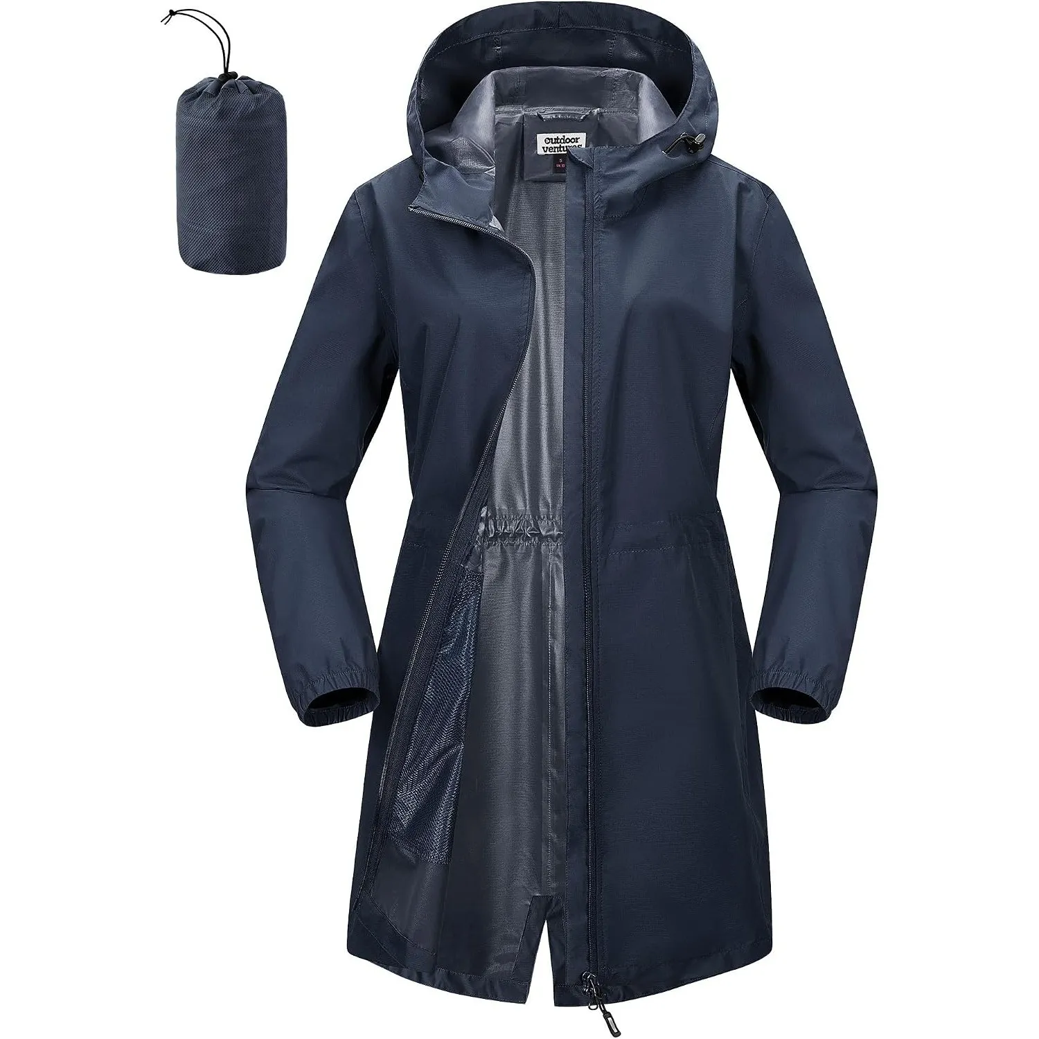 Outdoor Ventures Damen Wasserdicht Regenjacke Lang Windbreaker mit Kapuze