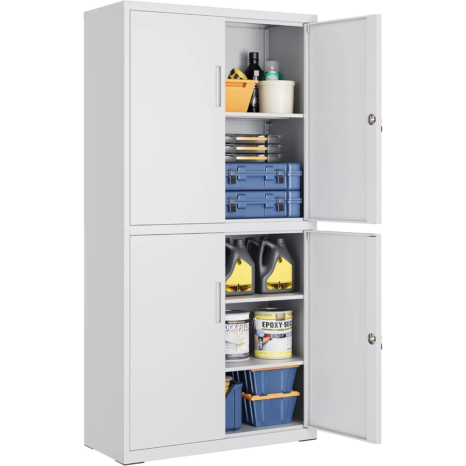 SONGMICS Aktenschrank, mit 4 Türen und 5 Ebenen, 80,1 x 40,2 x 180 cm