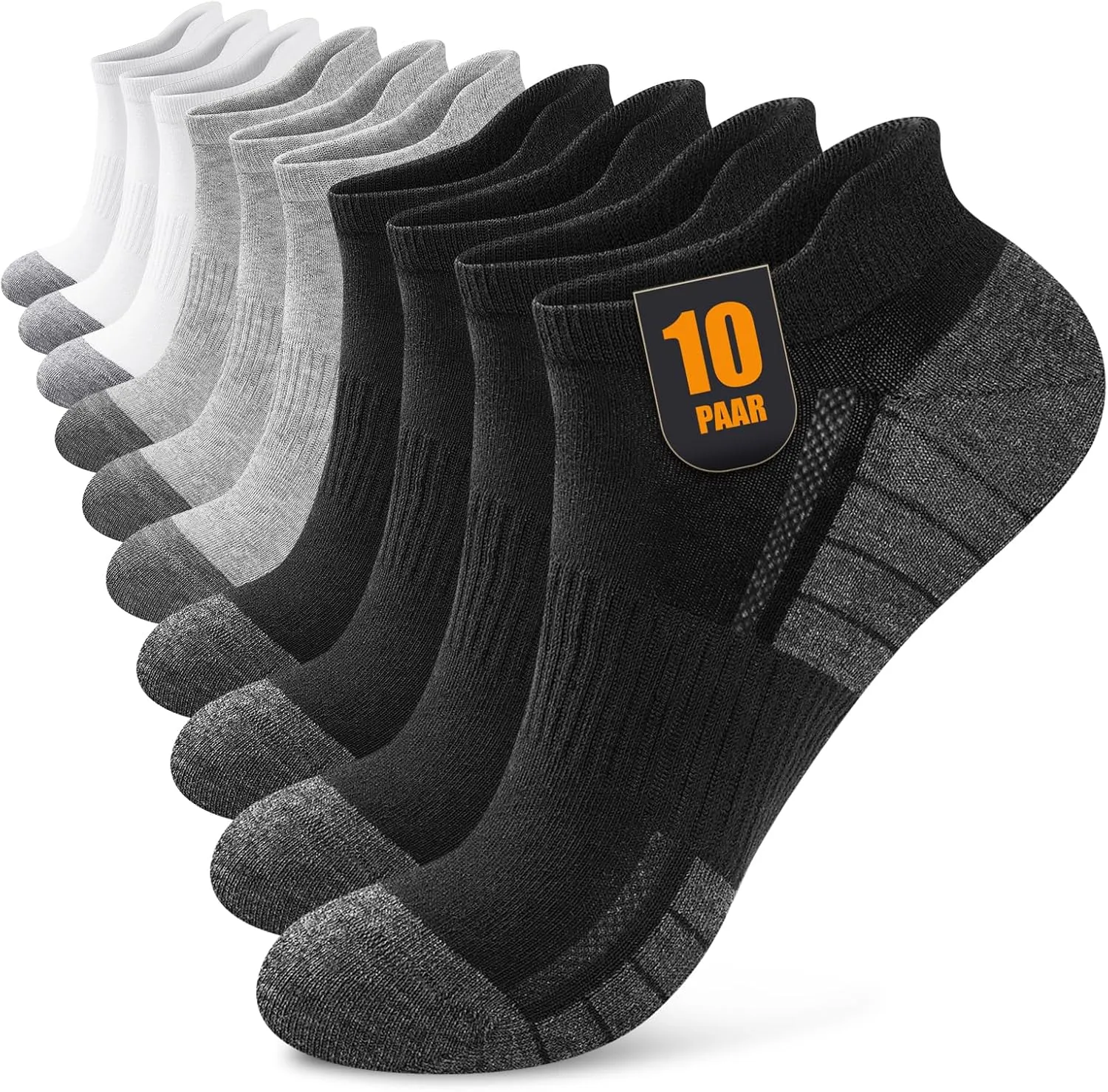 Trainer Socks Men Women 10/20 Pairs Breathable Cotton Sports Socks Short Half Socks Running Socks Black White Grey 43-4…