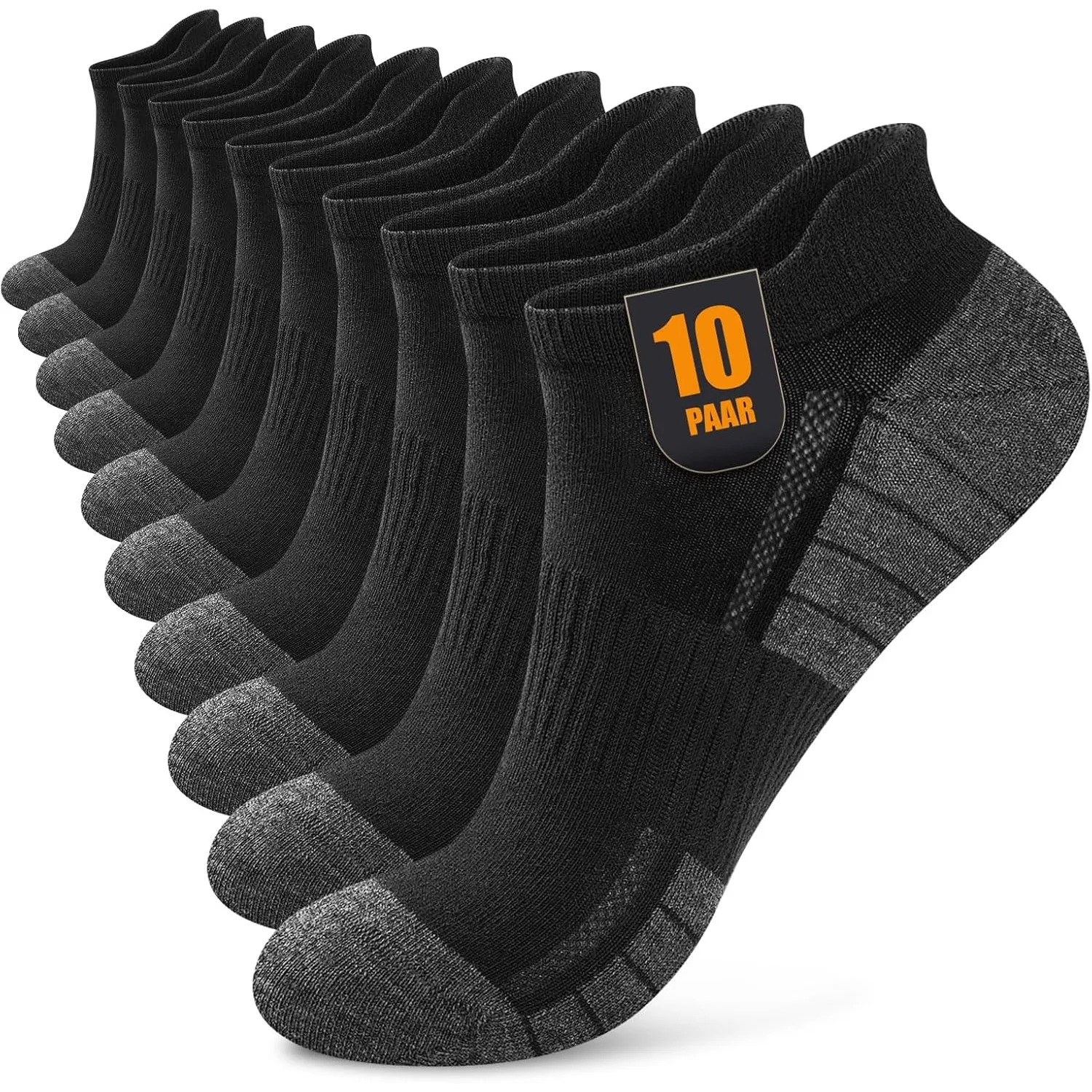Sneaker Socken Herren Damen 10/20 Paar, Atmungsaktive Baumwolle Sportsocken, Kurz Halbsocken Laufsocken Schwarz Weiß Gr…