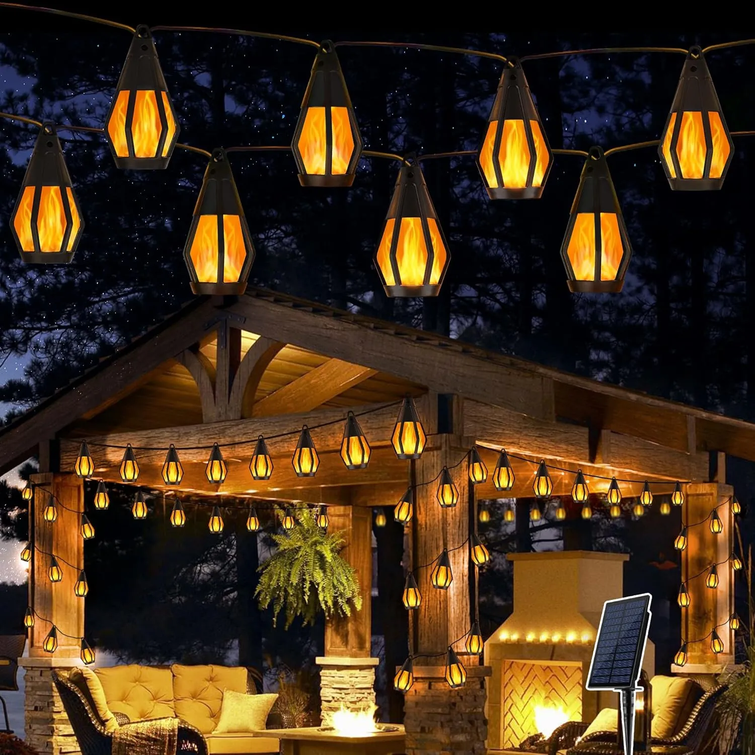 Geemoo Solar Fairy Lights Outdoor with Flames, 6.3 m 10 Bulbs Fairy Lights Outdoor Solar with Realistic Flame Effect, I…