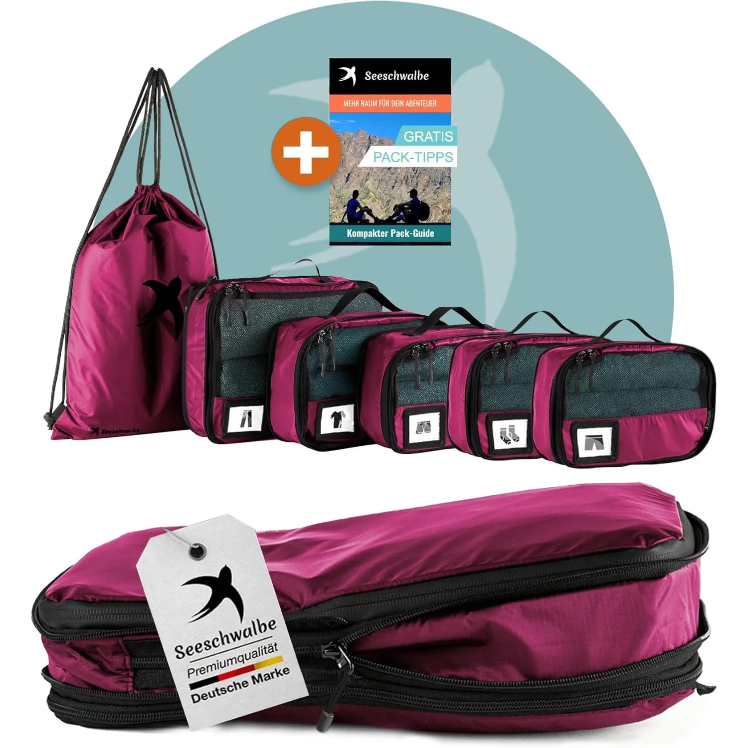 Packing Cubes Compression | 6-teiliges Set | Premium Packwürfel kompression als ultraleichte Rucksack Organizer oder Ko…