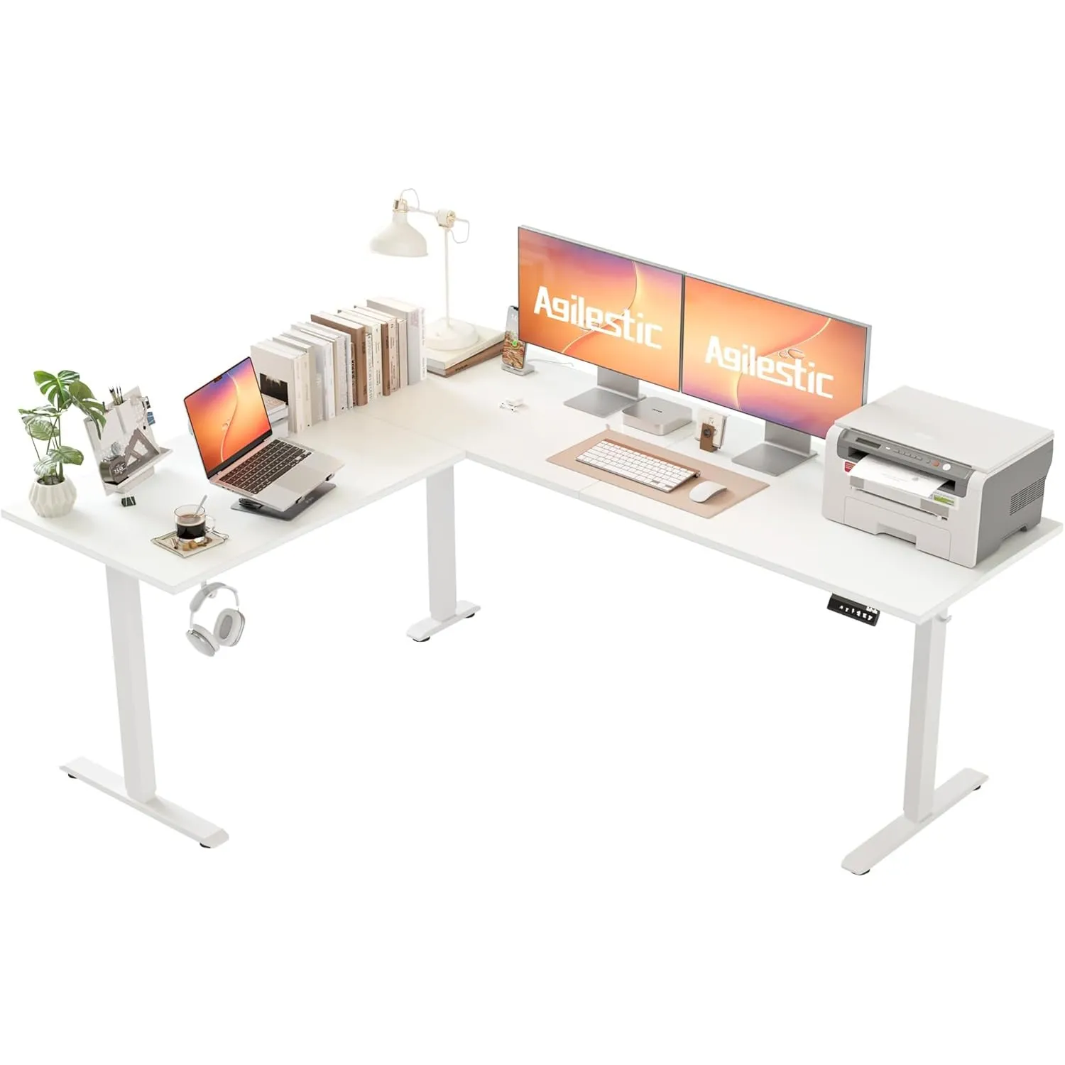 Agilestic L-förmig Höhenverstellbarer Schreibtisch mit den Maßen 190 x 155 cm, Ergonomischer Computertisch mit Stehen u…