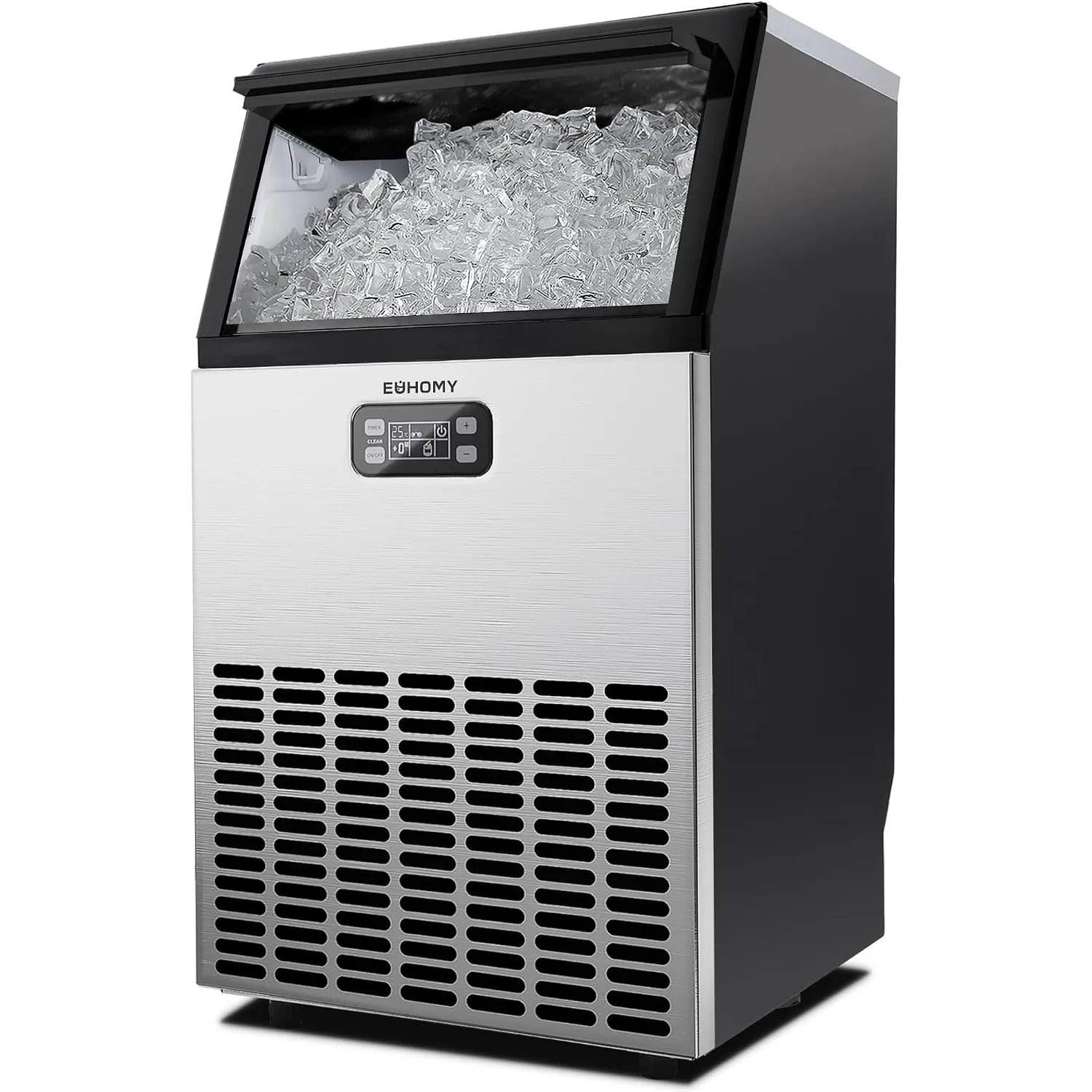 EUHOMY Gewerbliche Eiswürfelmaschine, 45 kg/24 Std. Edelstahl Untertisch-Eismaschine mit 15 kg Eislagerkapazität, freis…