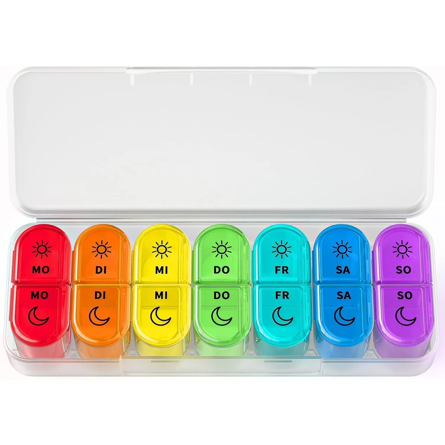 Doruimi Tablettenbox 7 Tage Morgens Abends, BPA Frei Pillendose,Weiß