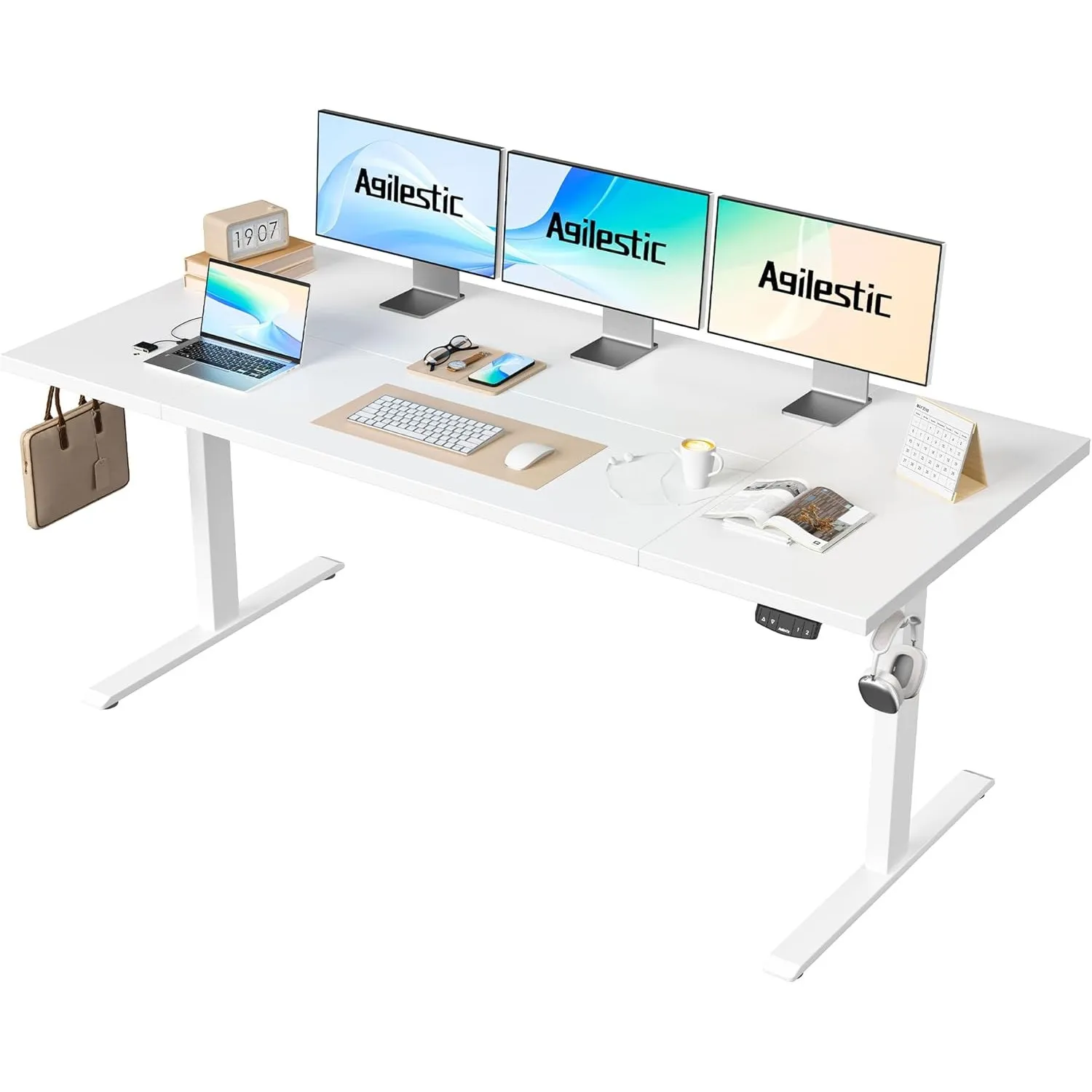 Agilestic Höhenverstellbarer Schreibtisch 180 x 80 cm | Schreibtisch elektrisch mit 2 Speicherplätzen, Stehschreibtisch…