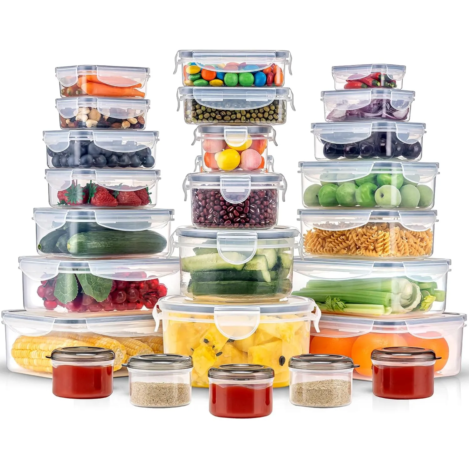 KUMD Vorratsdosen Set 50-teilig (25-Pack) Plastik Frischhaltedosen mit Deckel - Inkl. 2x Riesige 2,5L & 2x 1,5L Boxen, …