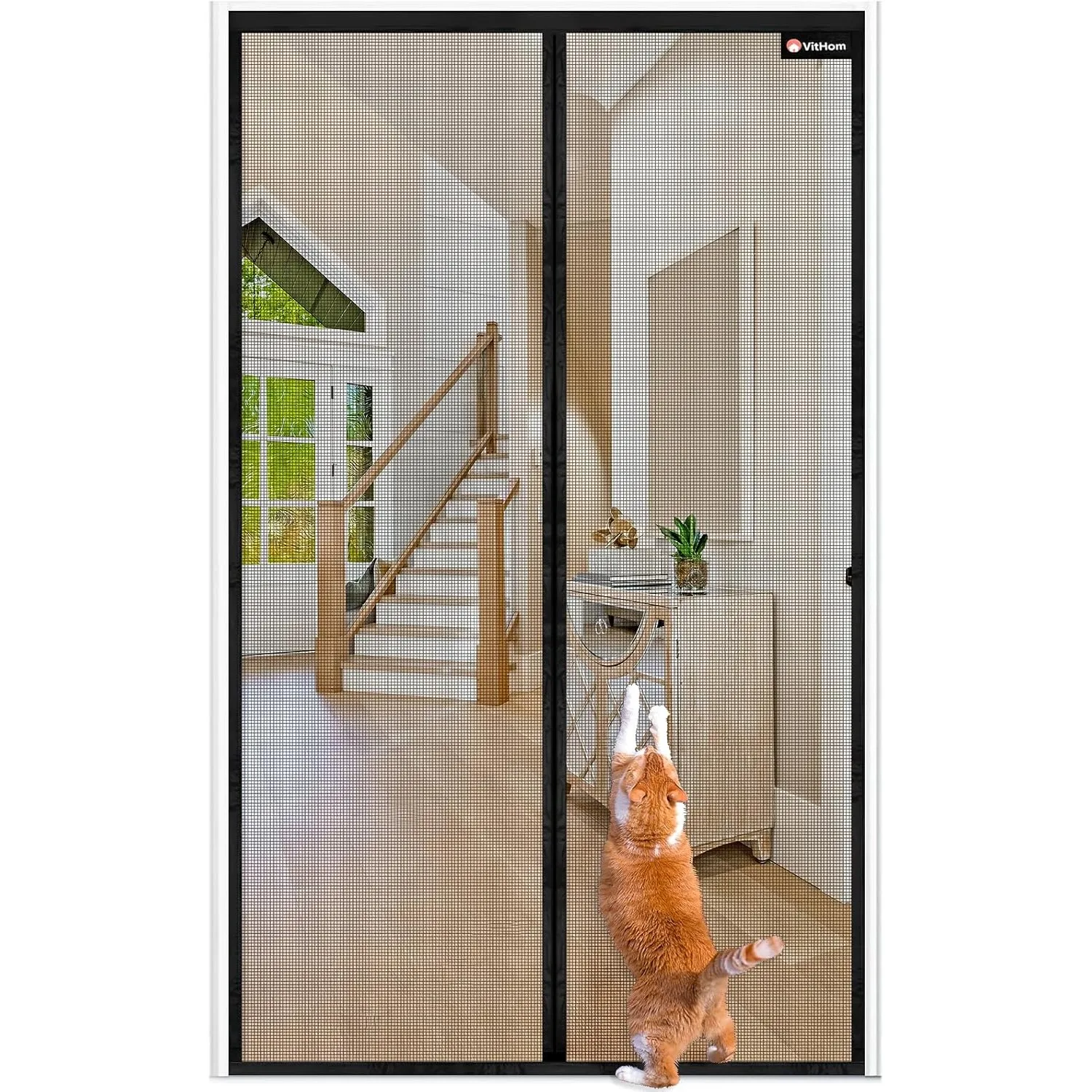 Flammhemmend Fliegengitter Balkontür Magnet, Glasfasermaterial,80x220cm Stärkere Magneten Fliegengitter Tür,Fliegengitt…