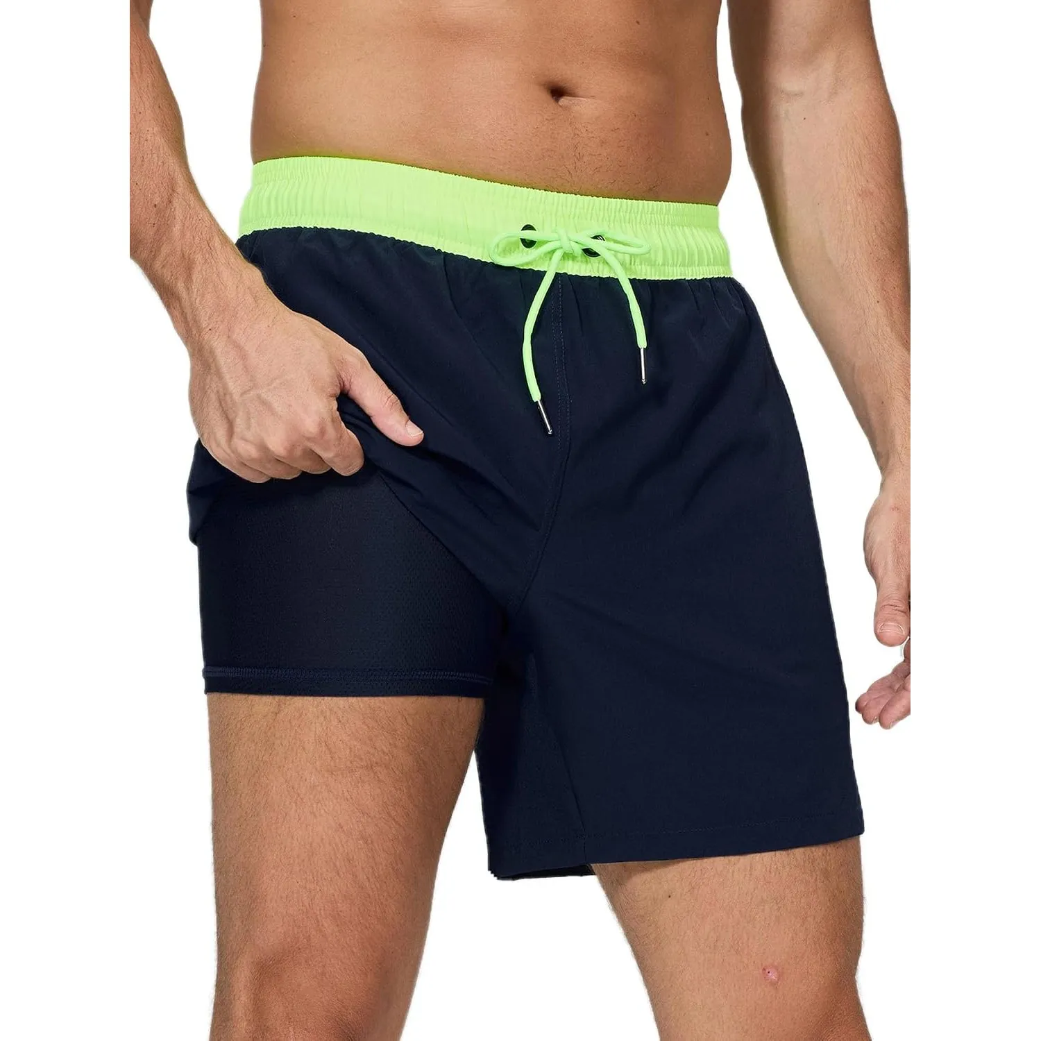 Arcweg Badehose für Herren mit Kompression Liner 2 in 1 Atmungsaktiv Badeshorts Männer Elastisch Trainingsshorts Verste…