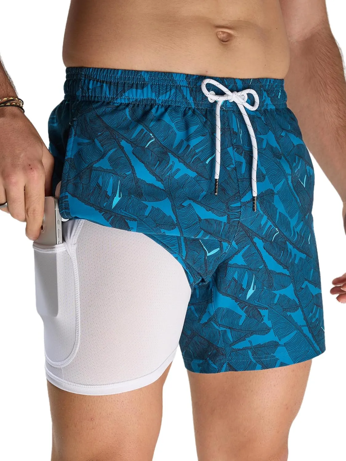 Arcweg Swimming Trunks for Men Swimming Shorts with Compression Liner 2 in 1 Quick-Drying Beach Trousers Men Elastic Su…