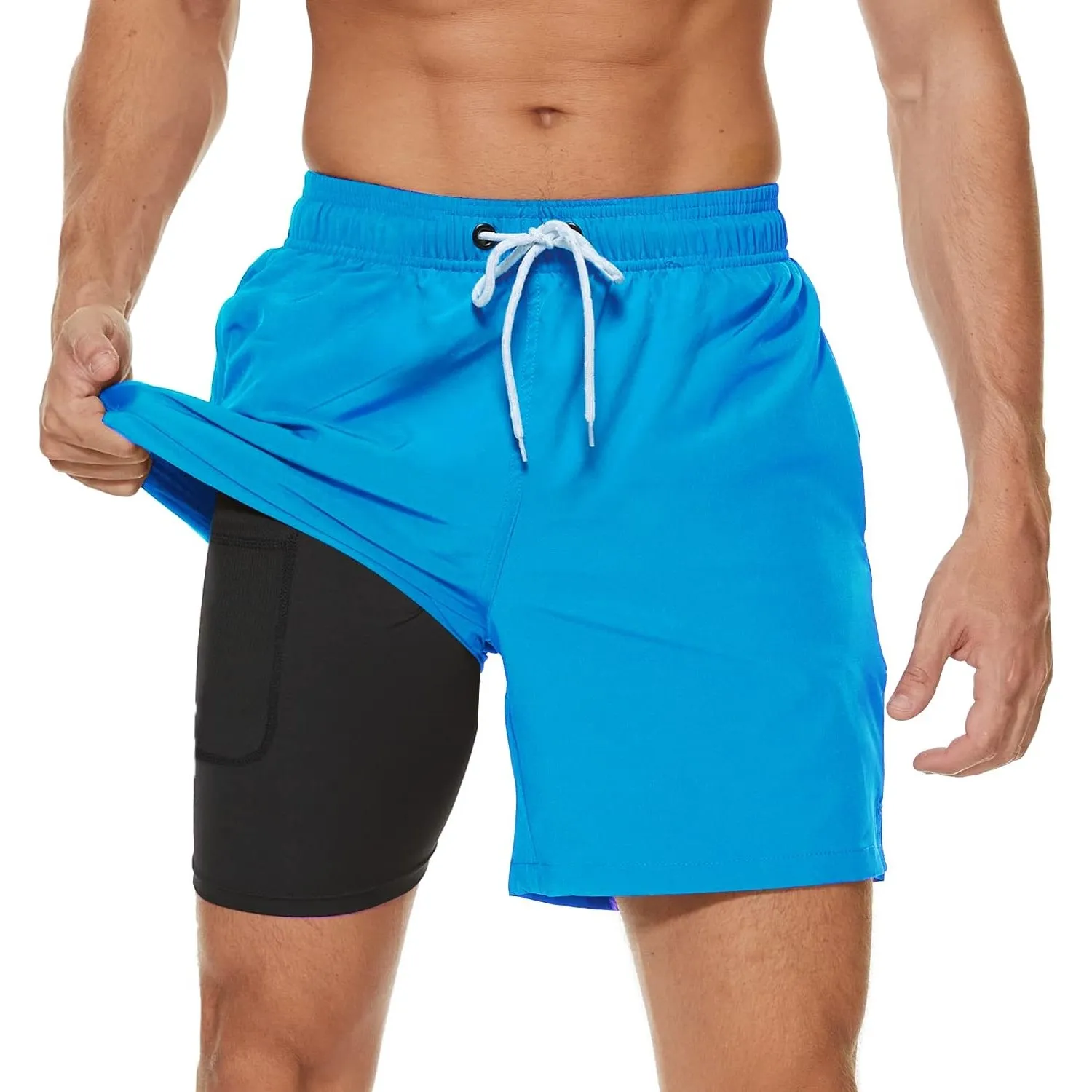 Arcweg Badehose für Herren mit Kompression Liner 2 in 1 Atmungsaktiv Badeshorts Männer Elastisch Trainingsshorts Verste…