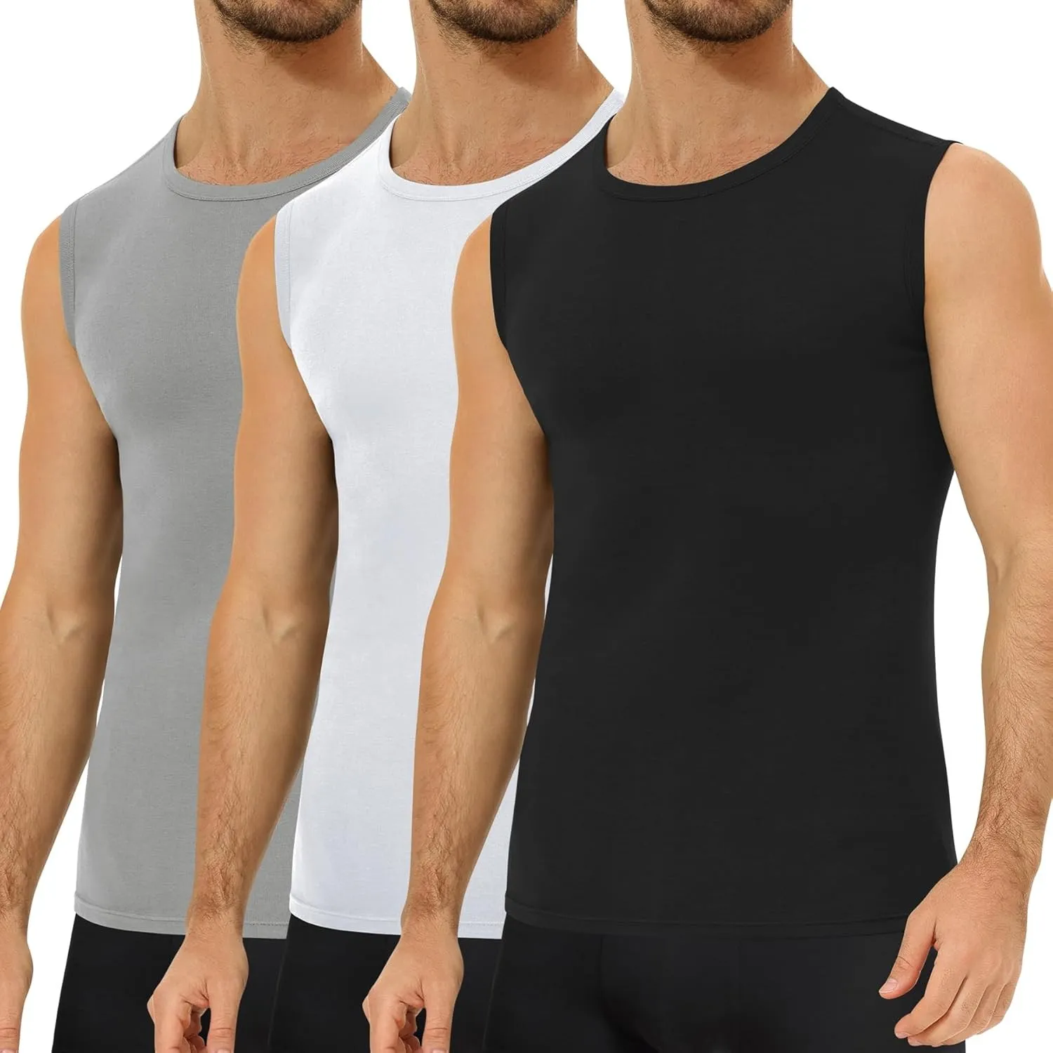 Falechay 3er Pack Unterhemd Herren 100% Gekämmte Baumwolle Tank Top Herren Ärmelloses Unterhemden