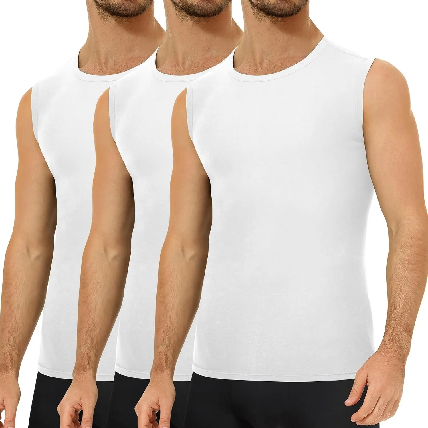 Falechay 3er Pack Unterhemd Herren 100%Baumwolle Ärmelloses Tank Top Männer | Muskelshirts,Unterhemden,Tank Top Herren,…