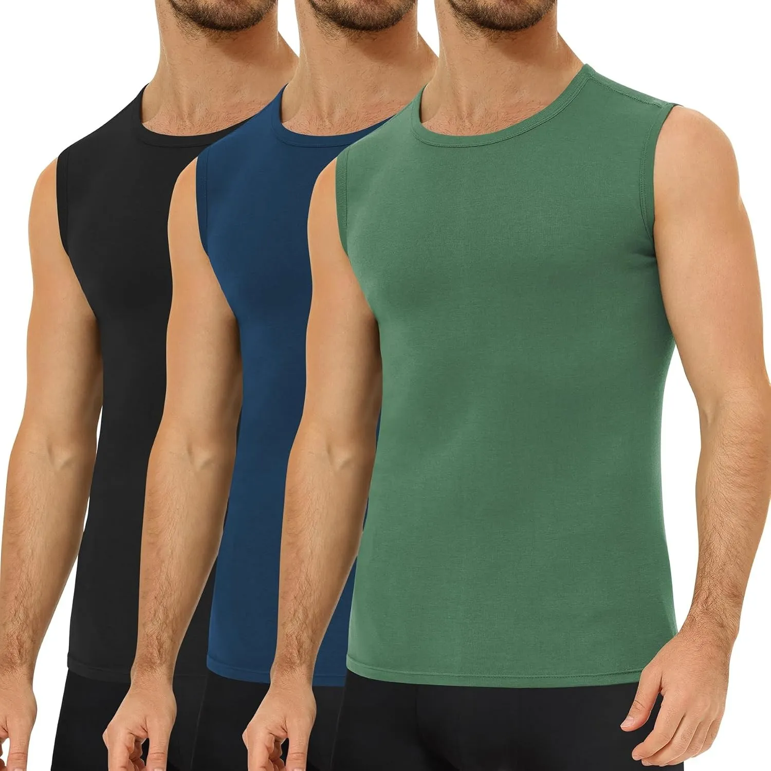Falechay 3er Pack Unterhemd Herren 100%Baumwolle Ärmelloses Tank Top Männer | Muskelshirts,Unterhemden,Tank Top Herren,…