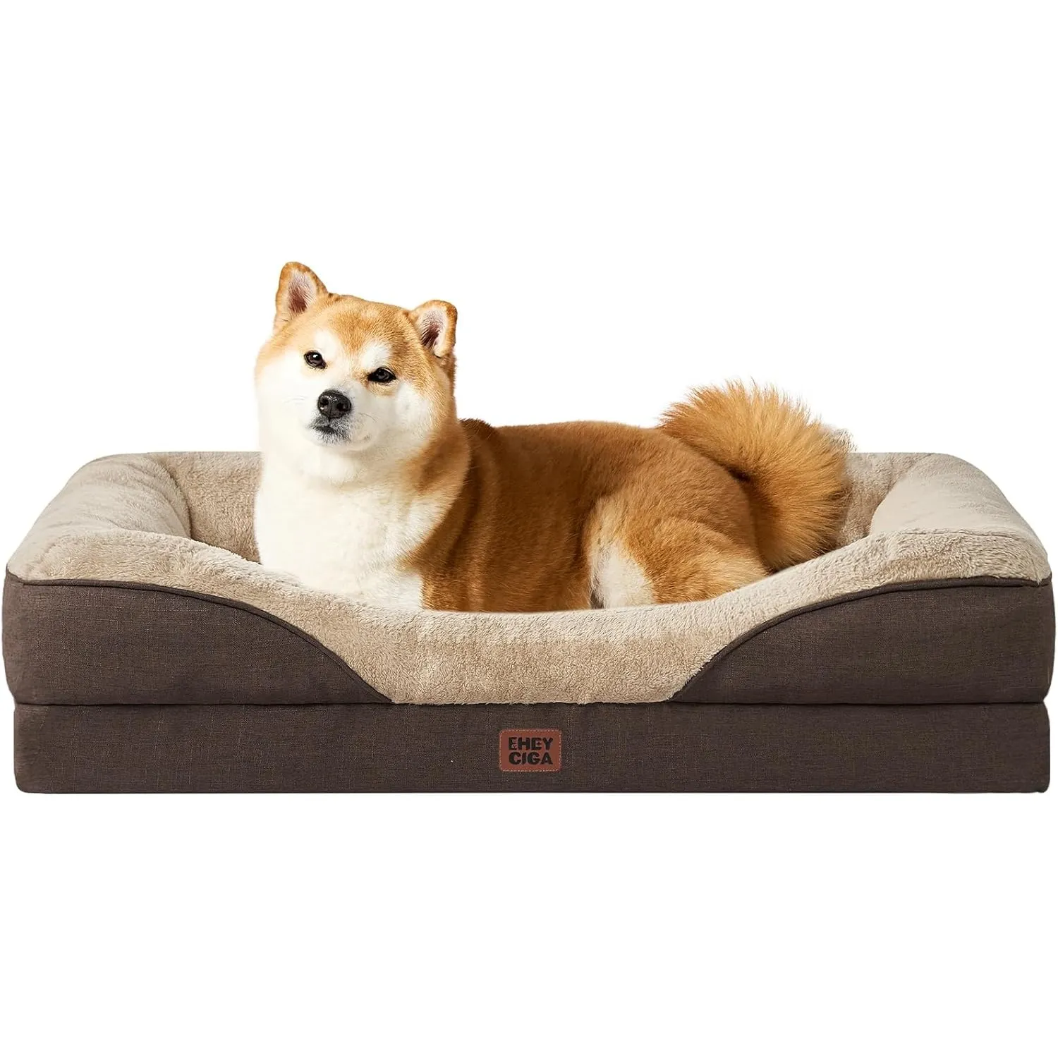 EHEYCIGA Orthopädisches Hundebett Mittelgroße Hunde, 91x68x17.5cm, Memory Foam Waschbar und Wasserdicht Hundekorb mit 4…