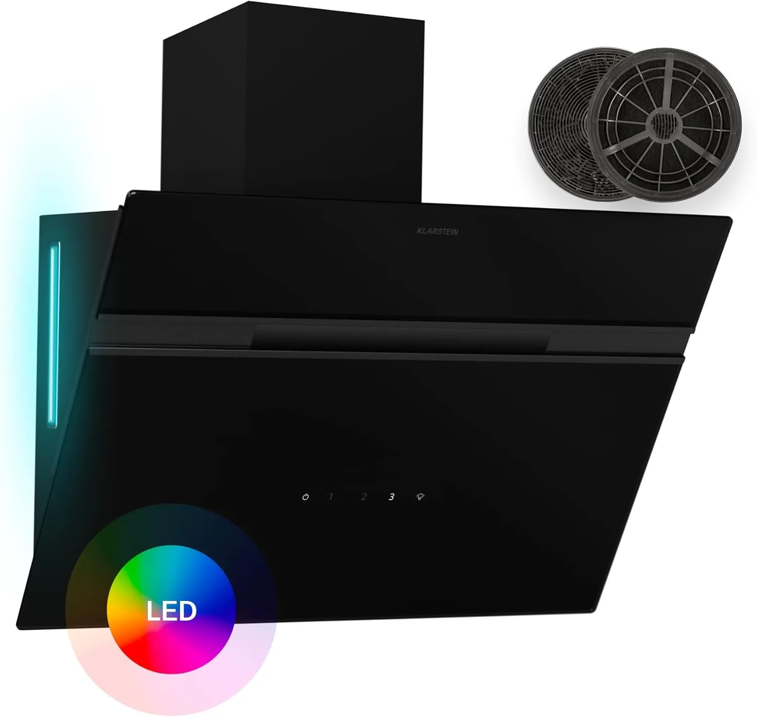 Klarstein Dunstabzugshaube Alina - 60-cm-Wandhaube, 600 m³/h Luftstrom, Energieeffizienzklasse A, LED-Beleuchtung in 9 …