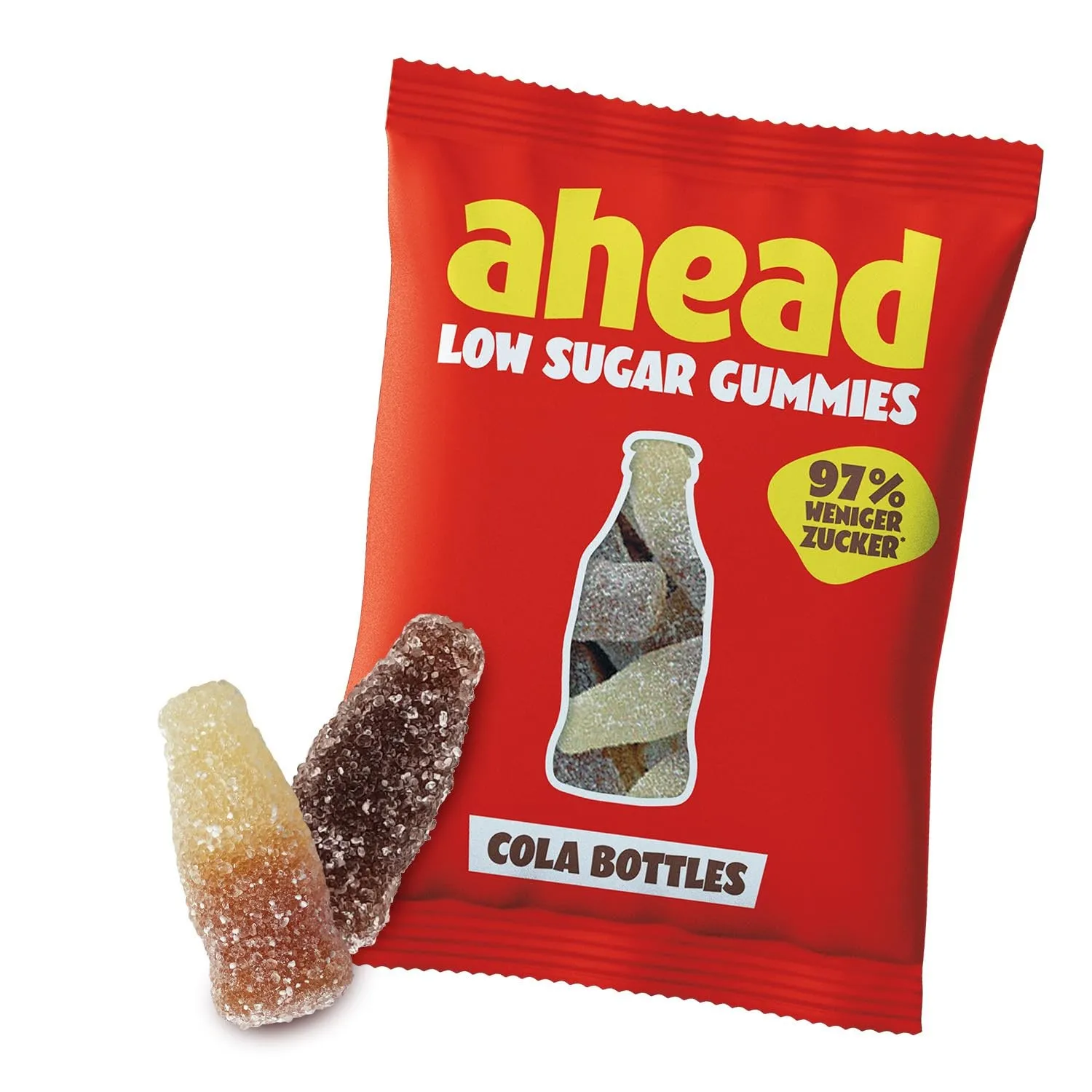 ahead Sour Cola Gummibärchen | Colageschmack Fruchtgummi 18 × 50g | Gummibärchen ohne Zuckerzusatz | Nur 1g Zucker & 73…