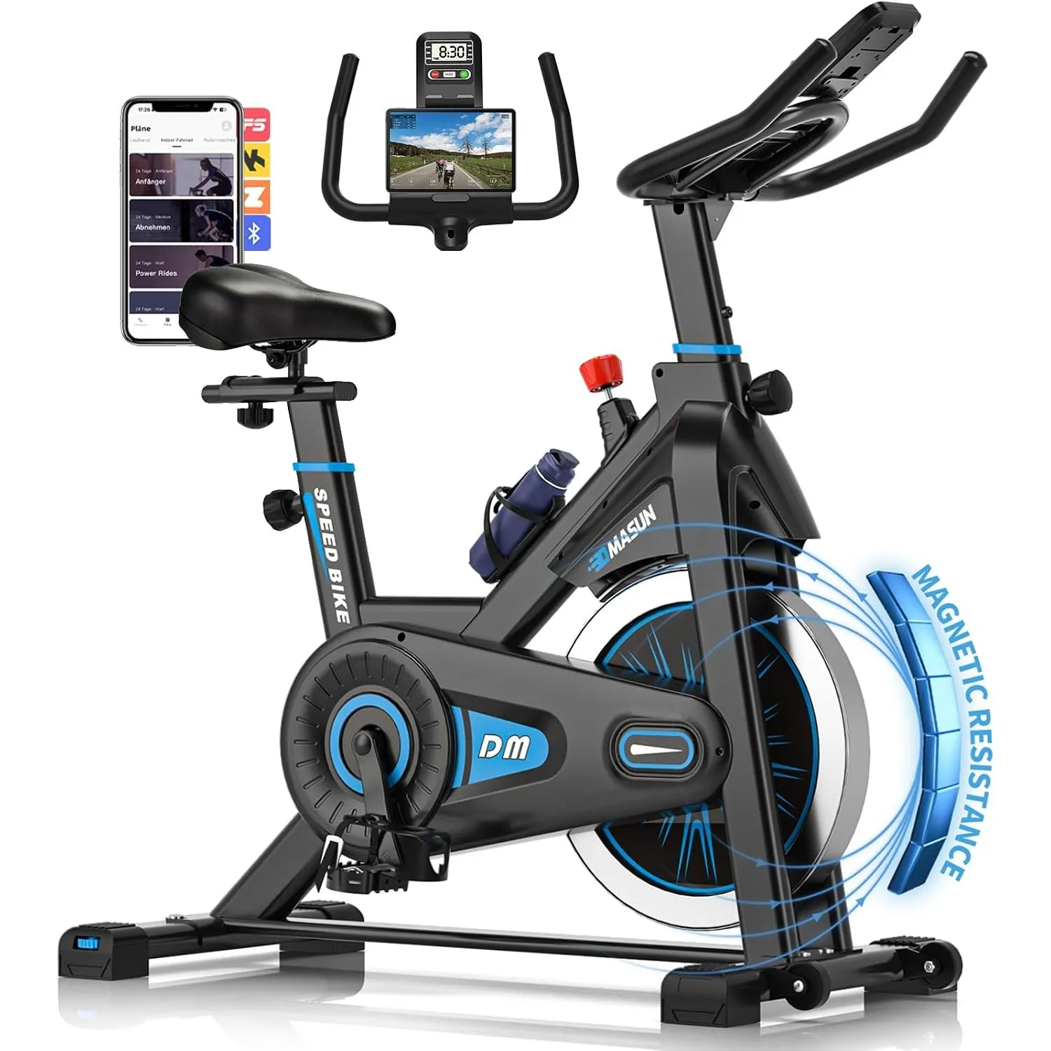 Heimtrainer Fahrrad, DMASUN Hometrainer Fahrrad mit 100% Widerstand, Leise & Stabil, Ergometer mit App Kompatibel & LCD…