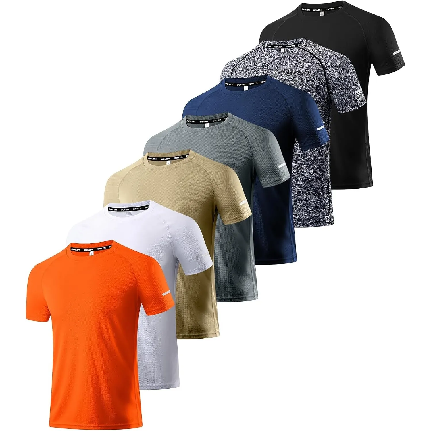 Boyzn 1, 3, 5 or 7er Pack Sport Tshirts Herren Kurzarm T-Shirts Funktionsshirt Laufshirt Schnelltrocknend Atmungsaktive…