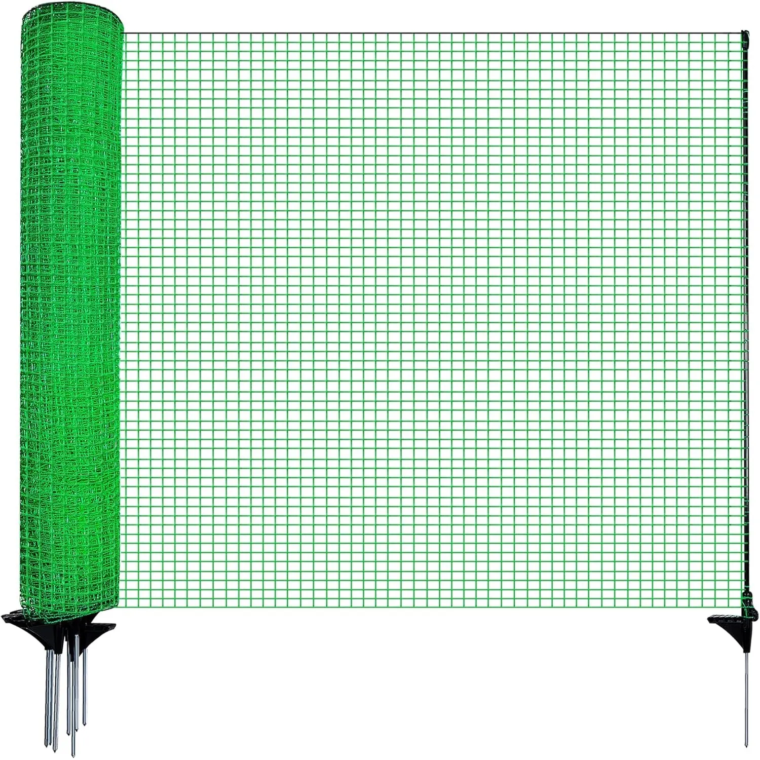Signstek Weidezaun, mobiler Zaun 90 cm hoch, 25m lang, 15 Pfähle, Gartennetz, Campingzaun, Hühnerzaun, Hundezaun, Abspe…