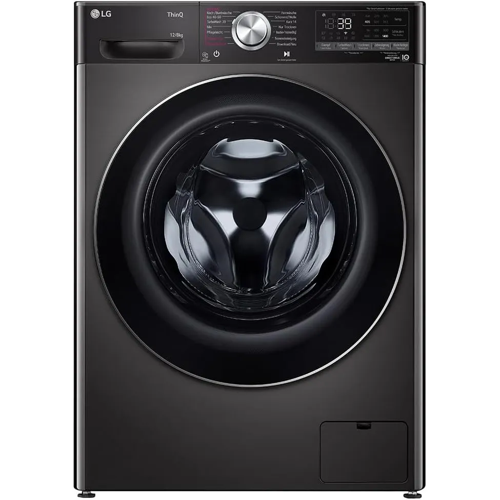 LG V9WD128H2B Waschtrockner (12 kg Waschen/8 kg Trocknen, Energieklasse A/E, 1.400 U/Min.) mit AI DD, TurboWash 360°, S…