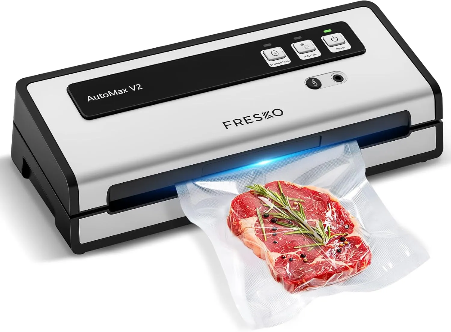 FRESKO Automatische Vakuumiergerät, 140W Vakuumierer mit Doppelte Heißsiegelung, Trocken-/Feuchtmodus, Einhand-Bedienun…