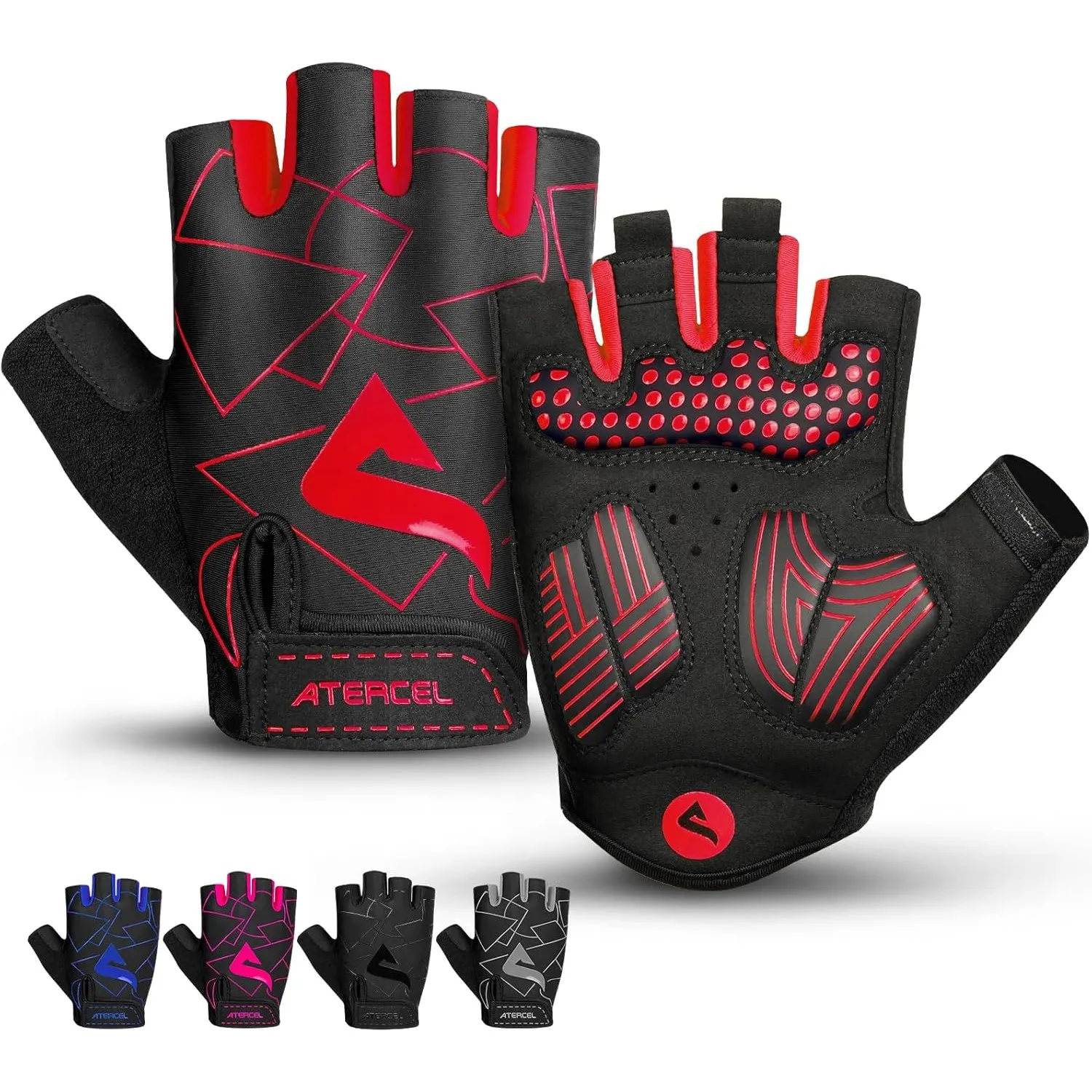 ATERCEL Fahrradhandschuhe Halbfinger für Herren Damen - Radsporthandschuhe | MTB Handschuhe mit SBR-Polsterung für Radf…