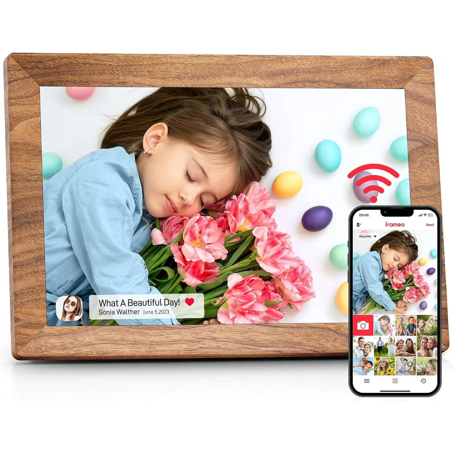 Frameo WLAN Digitaler Bilderrahmen 10,1 Zoll, HD 1280 * 800 IPS Touchscreen Elektronischer FotoRahmen mit 32GB Speicher…