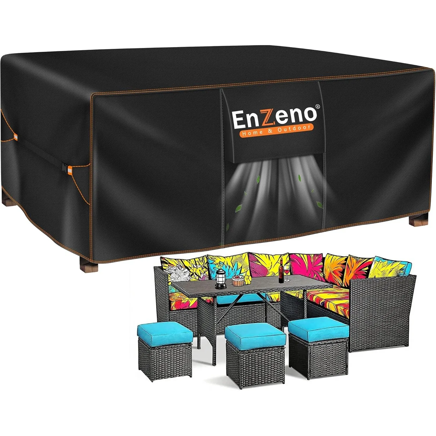 Enzeno Abdeckung Gartenmöbel Winterfest,Abdeckplane für Gartentisch Lounge