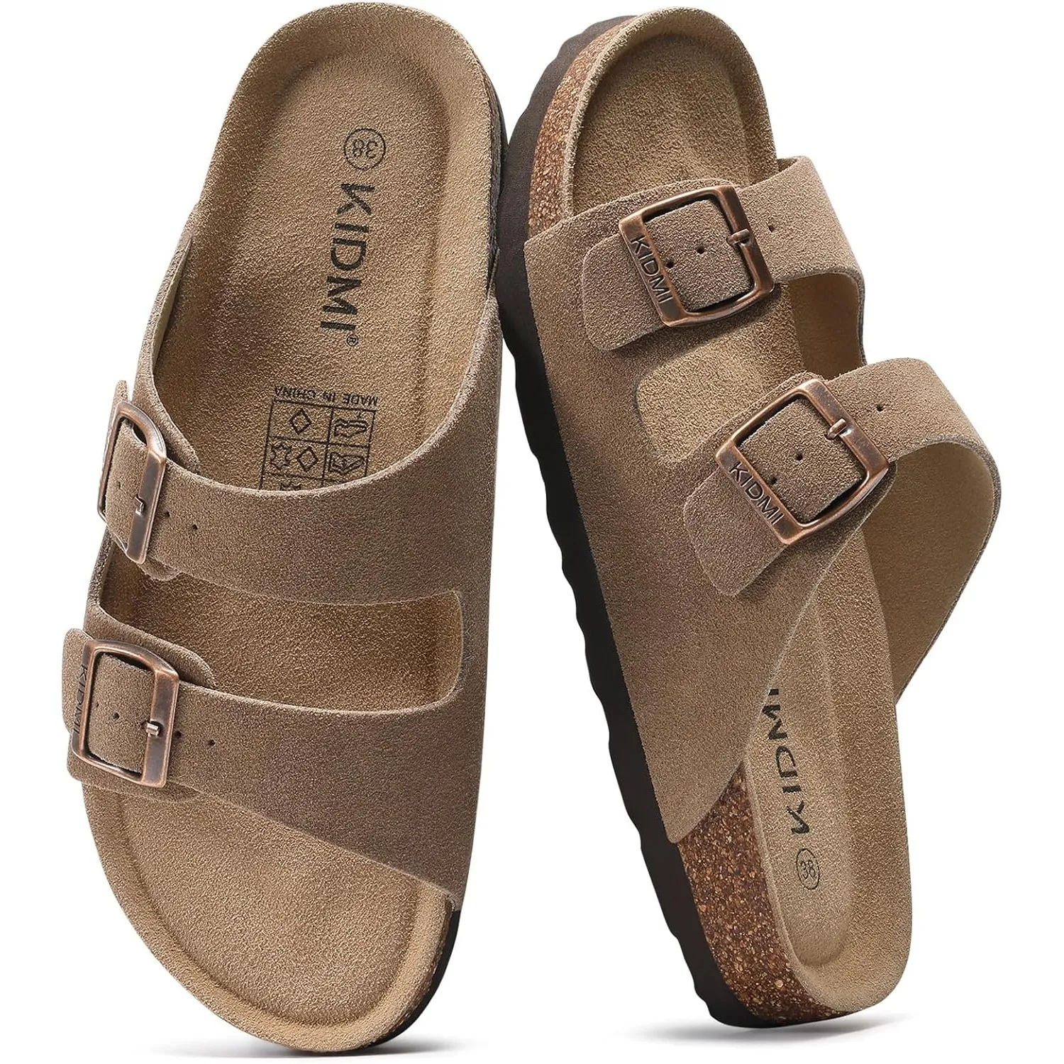 KIDMI Damen Sandalen Vegan Kork Fußbett Fußgewölbe Verstellbar Sommer | verstellbare Metallschnallen,leicht,umweltfreun…