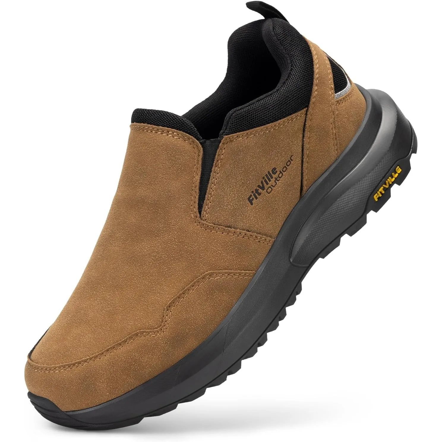 FitVille Slip On Wanderschuhe Herren Extra Breit Trekkingschuhe rutschfeste Outdoor Schuhe Atmungsaktiv Freizeitschuhe …