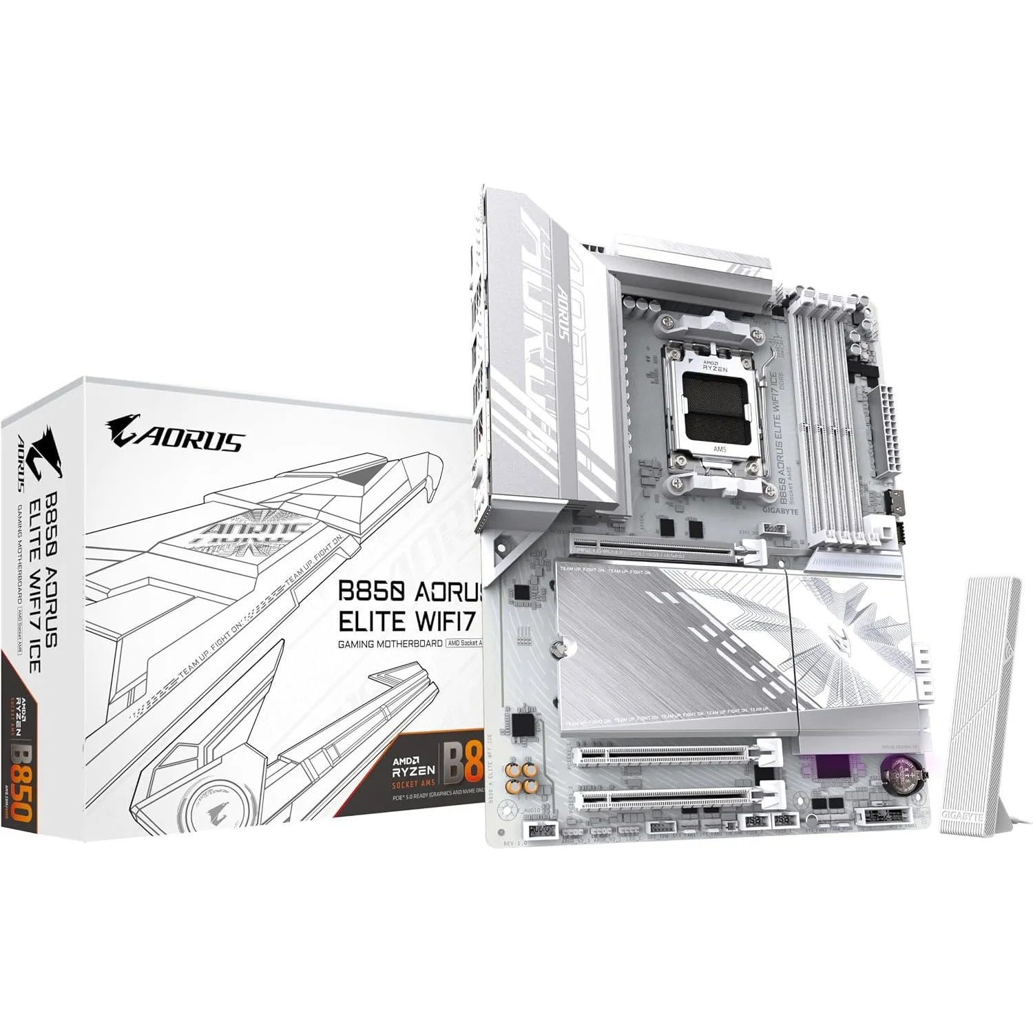GIGABYTE B850 AORUS Elite WIFI7 Ice Motherboard - AMD Ryzen 9000 Serie CPUs, 14+2+2 Phasen digitales VRM, bis zu 8200MH…
