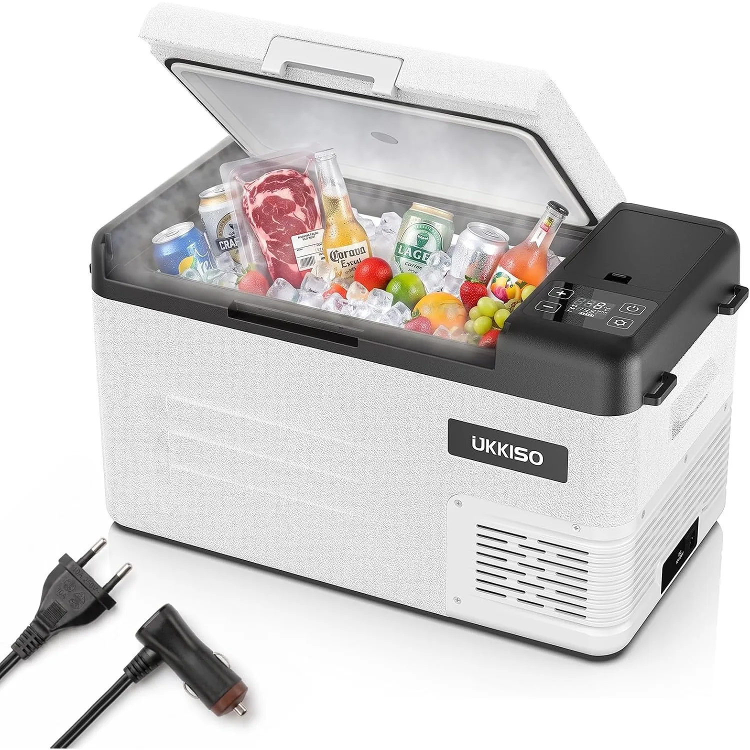 Kompressor Kühlbox 22L Kühlschrank für Auto, 12/24V DC 100-240 VC Elektrisch Kühlbox für Auto, 12/24 V DC und 100–240V …