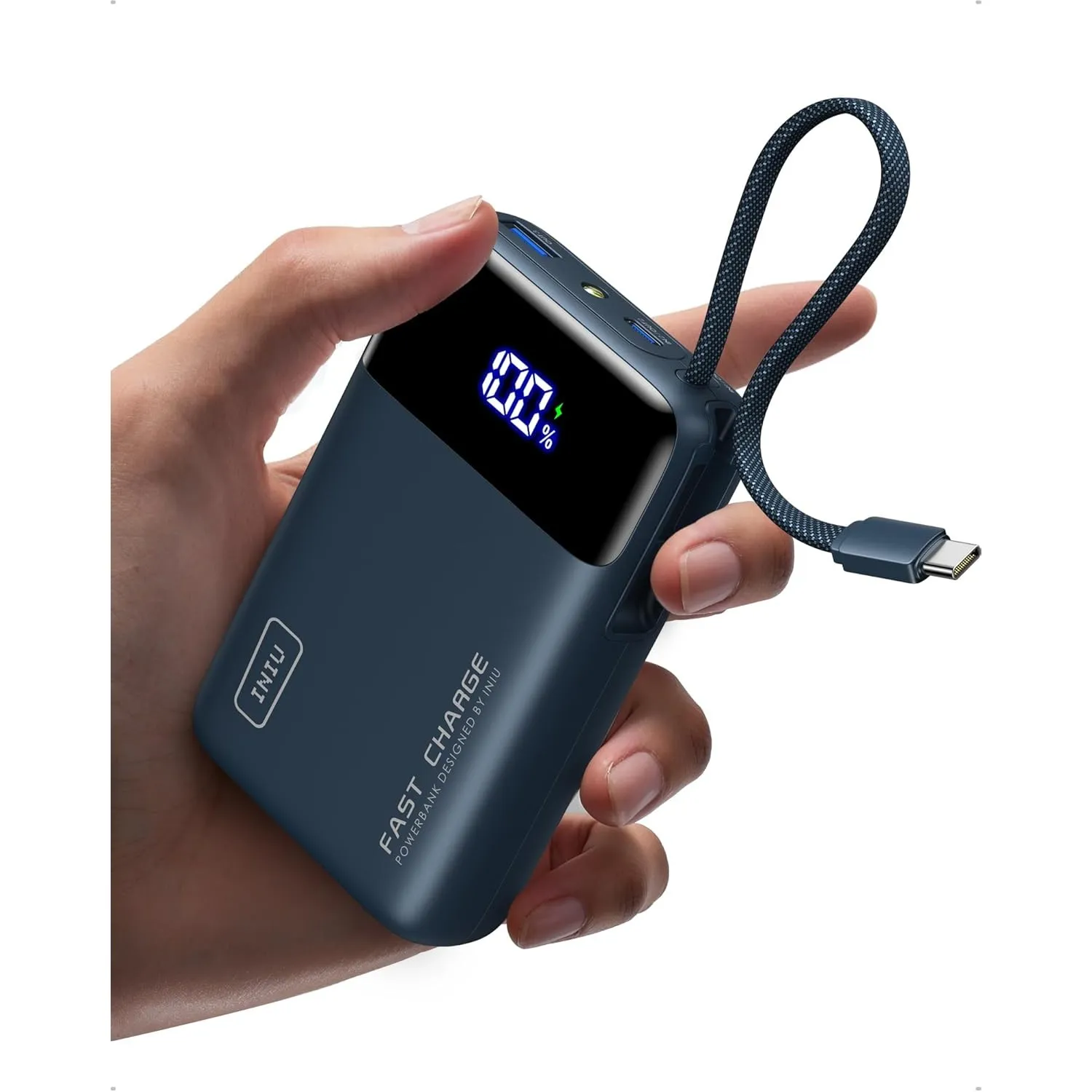INIU 45W Power Bank, Ultra Klein 20000mAh Powerbank mit Integriertem USB C Kabel, Schnellladen Externe Handyakkus, Flug…